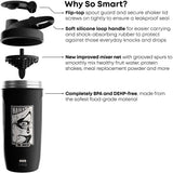 Smartshake tapa roscada cerrada que garantiza cierre hermético durante traslado