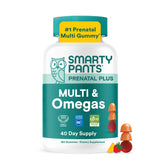 SmartyPants frasco principal del prenatal mostrando envase y beneficios