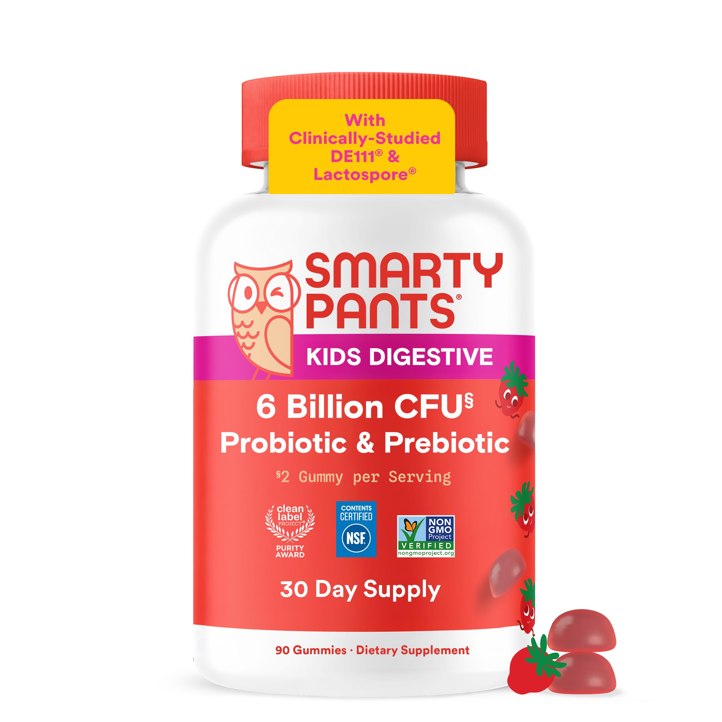 SmartyPants envase frente mostrando 60 gomitas y diseño atractivo para padres