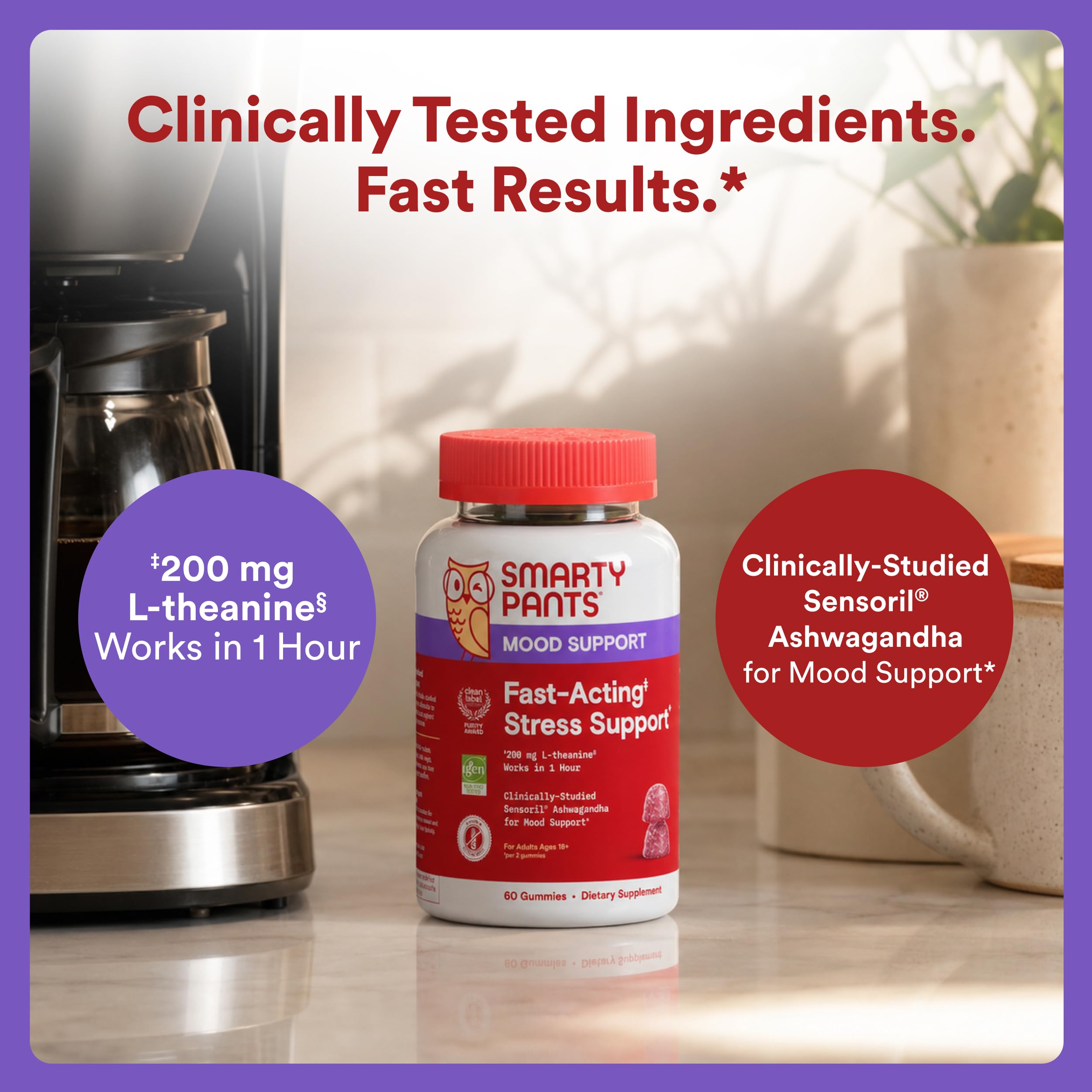 SmartyPants etiqueta nutricional en primer plano con ingredientes clave