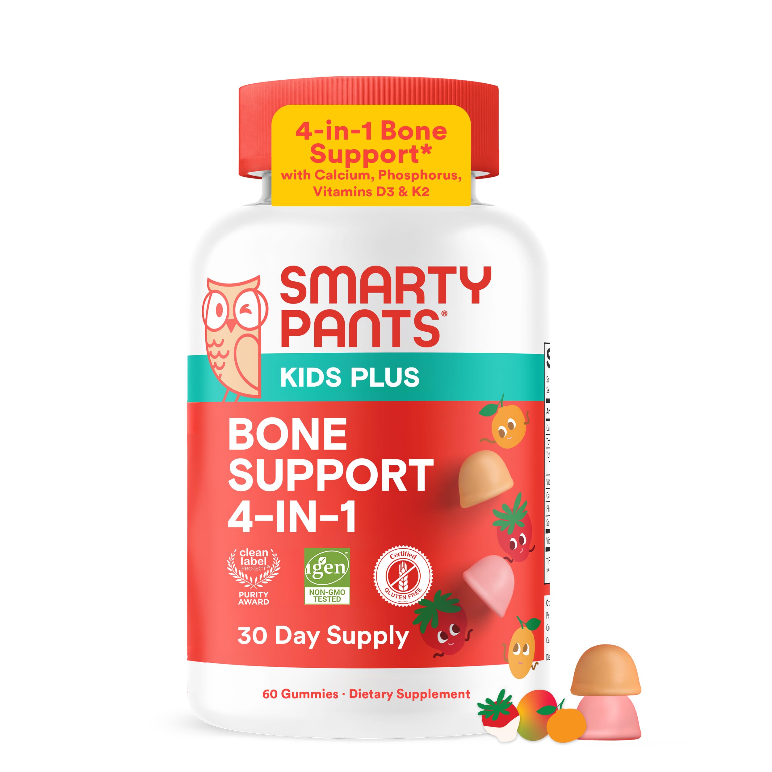 SmartyPants frasco frontal con gomitas y etiqueta clara