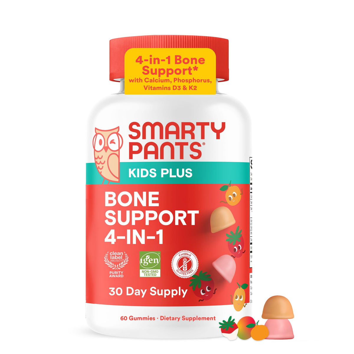 SmartyPants frasco frontal con gomitas y etiqueta clara