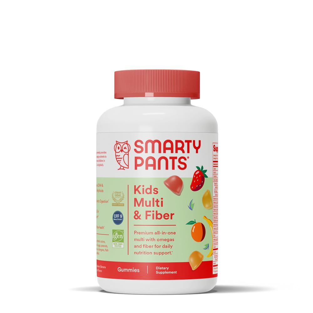 SmartyPants frasco frontal mostrando 90 gomas y beneficio de complemento nutricional