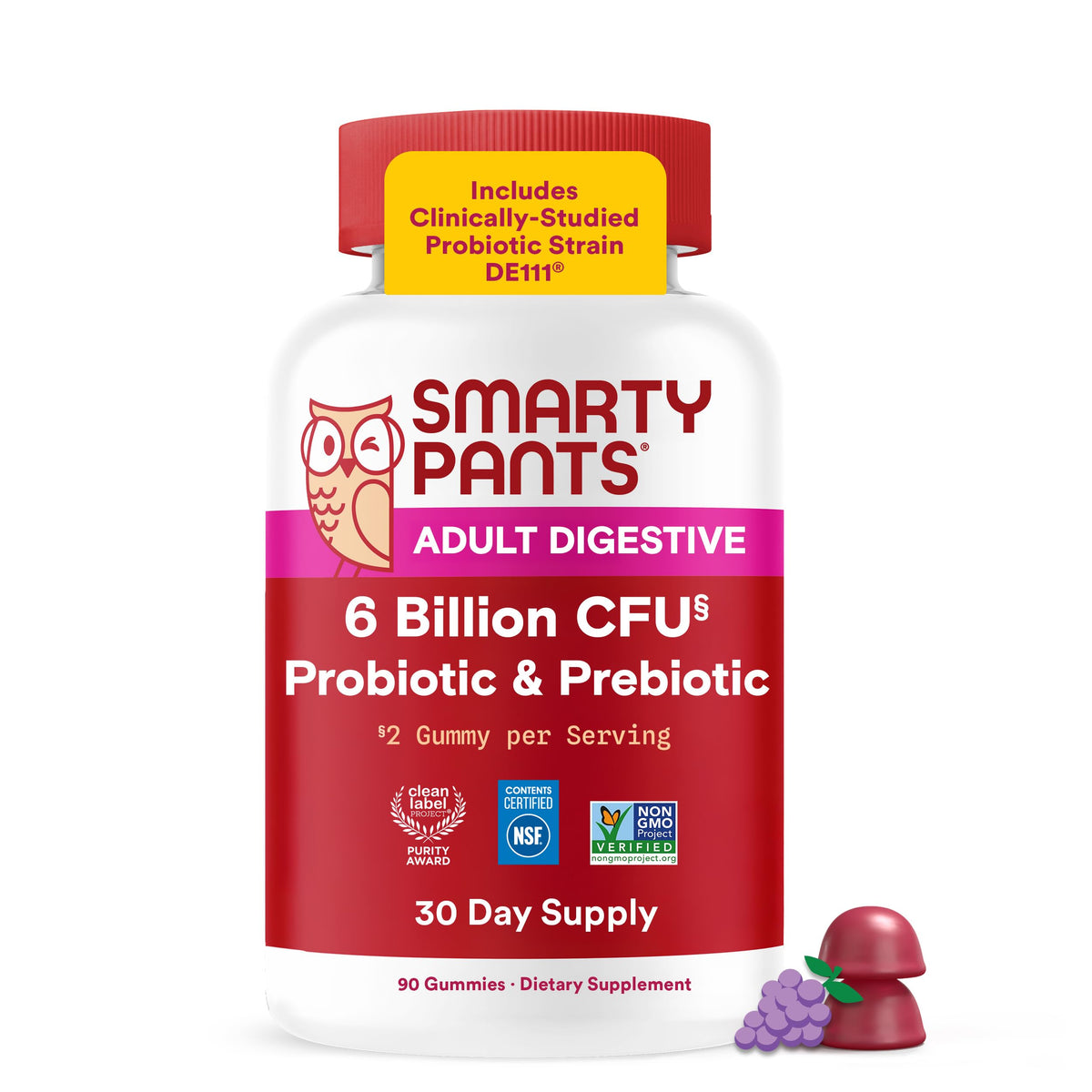SmartyPants envase frontal con diseño y beneficio de probióticos prácticos