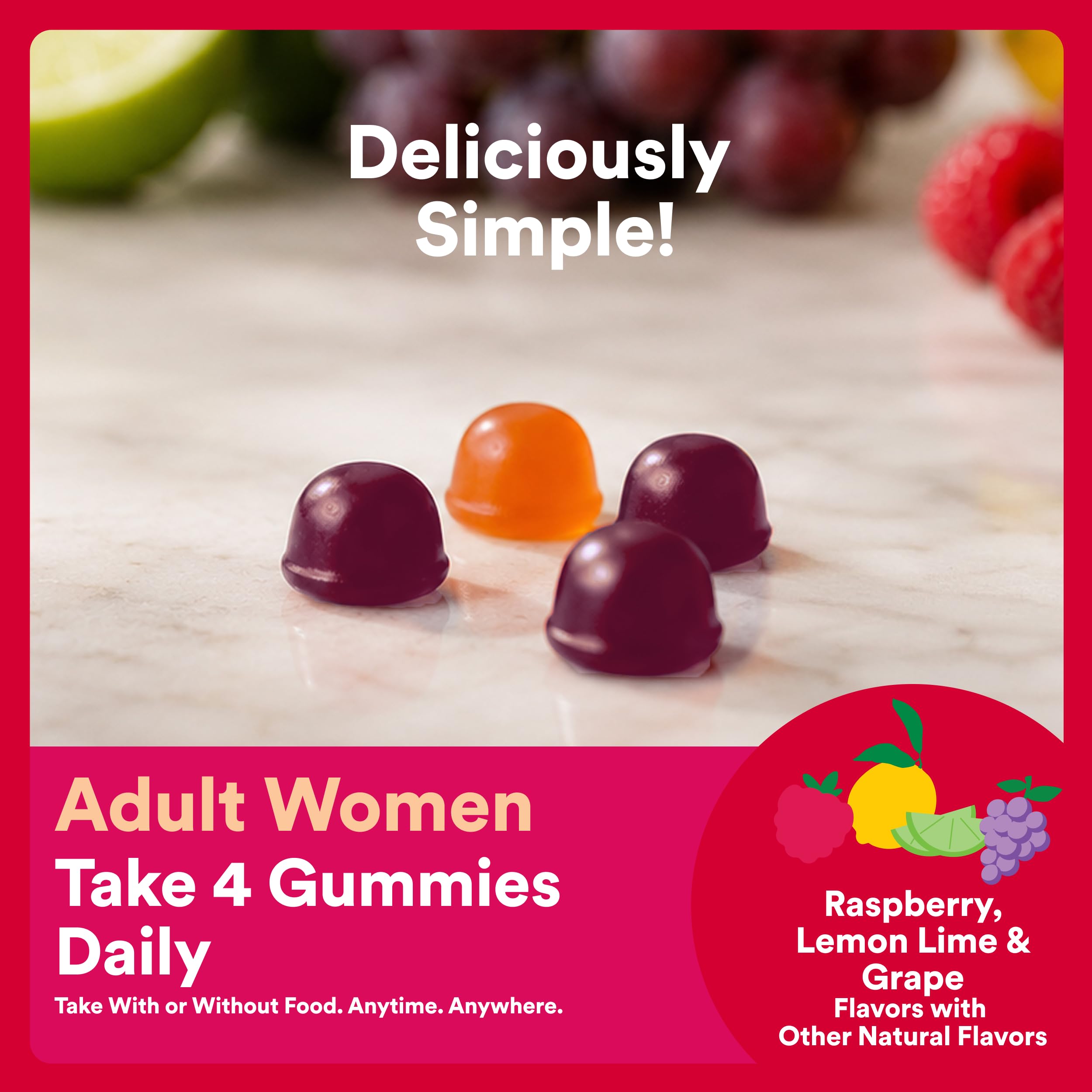 SmartyPants ingredientes orgánicos representados como frutas frescas