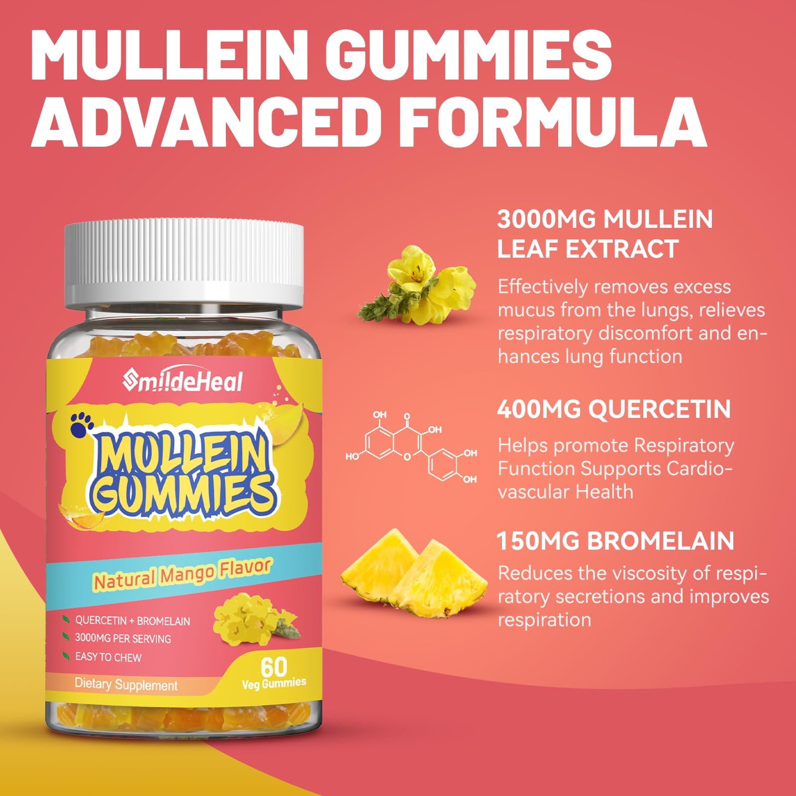SmildeHeal frasco abierto con gomitas visibles, conveniencia de dosis diaria