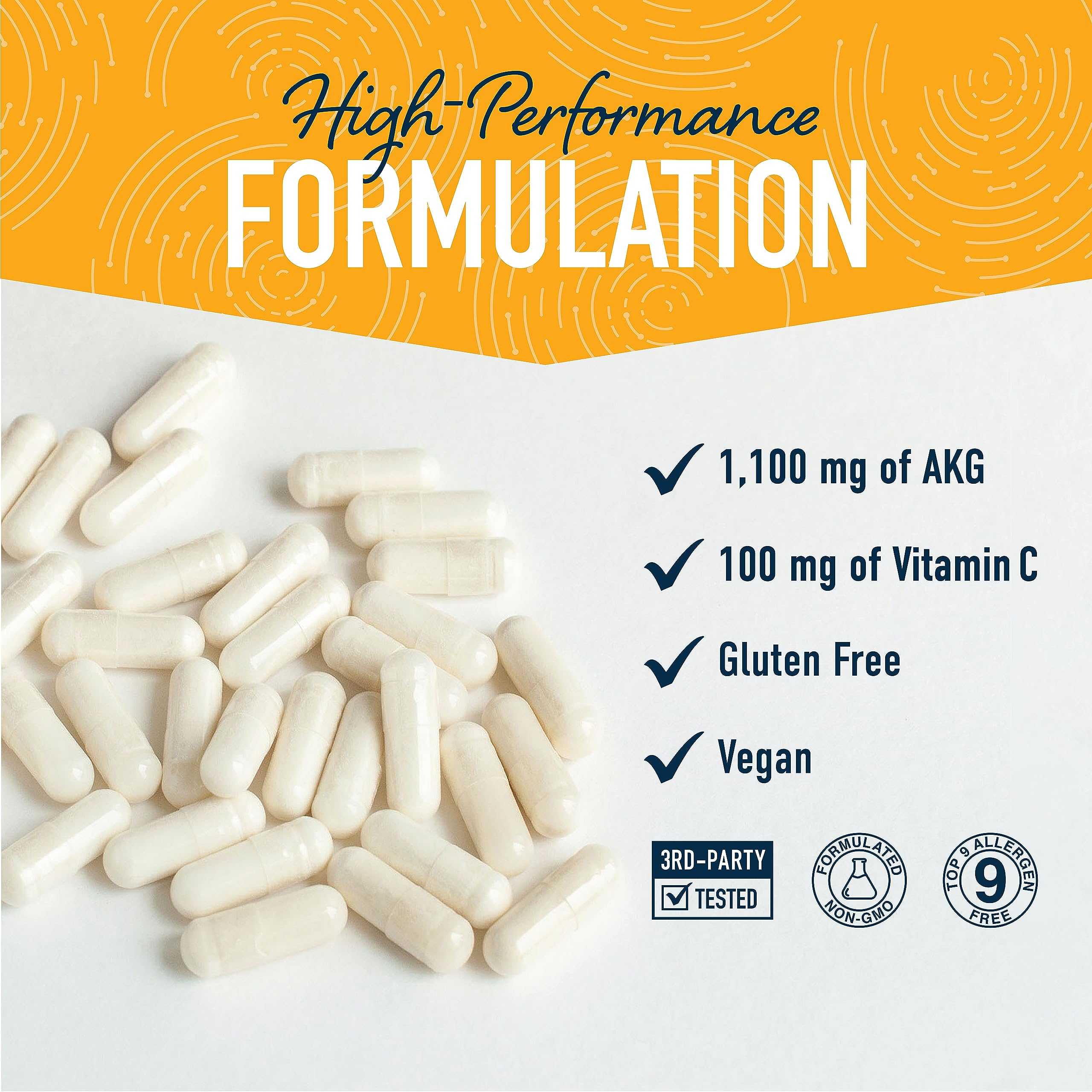 SMNutrition AKG etiqueta con ingredientes y concentración de 1100 mg