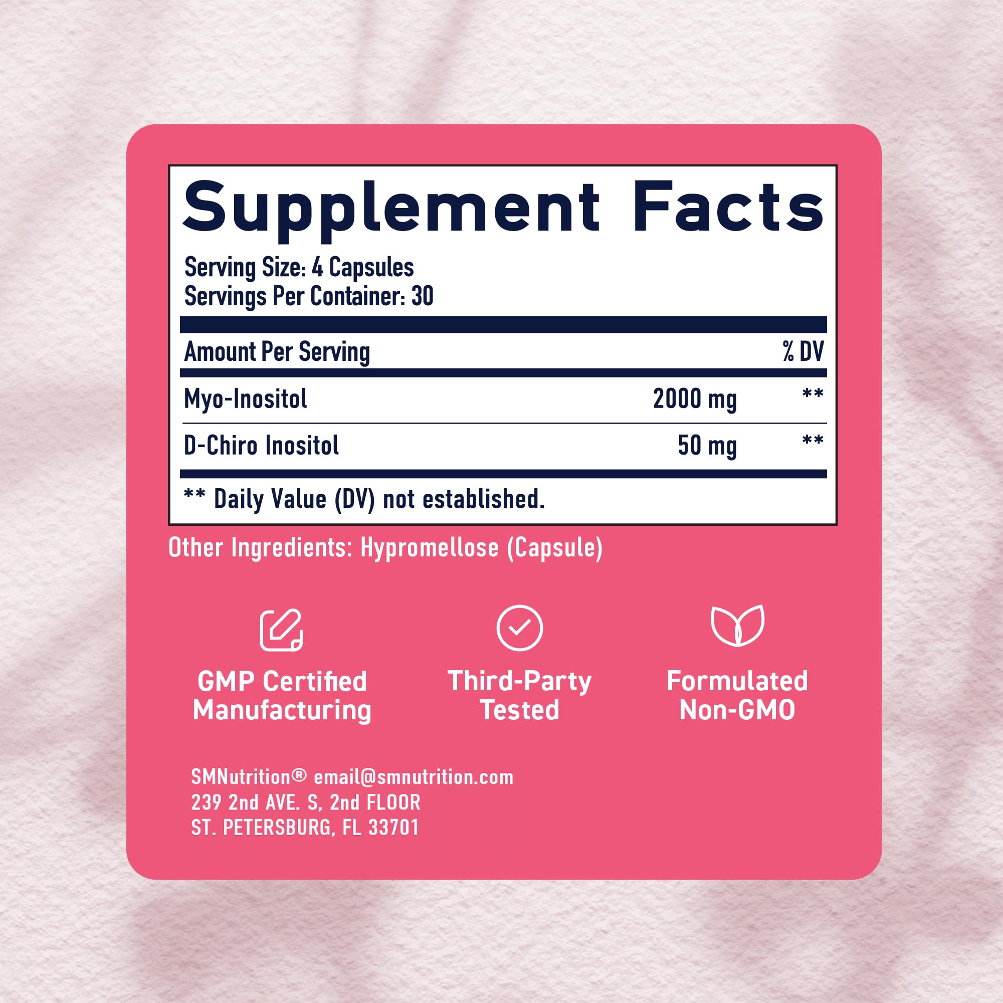 SMNutrition botella de 120 ct sobre mesa sugiriendo suministro mensual