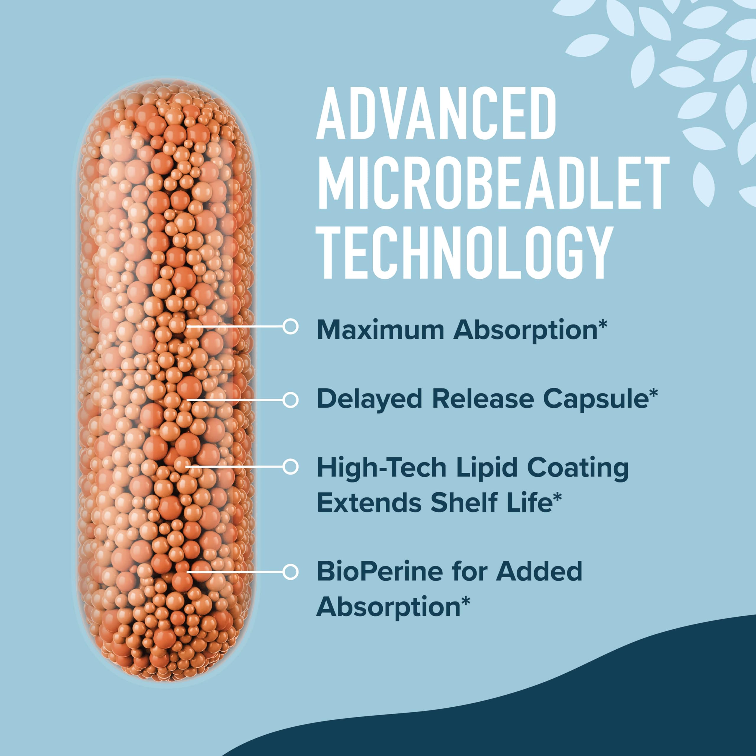 SMNutrition cápsula abierta con microbeadlets, absorción mejorada visible