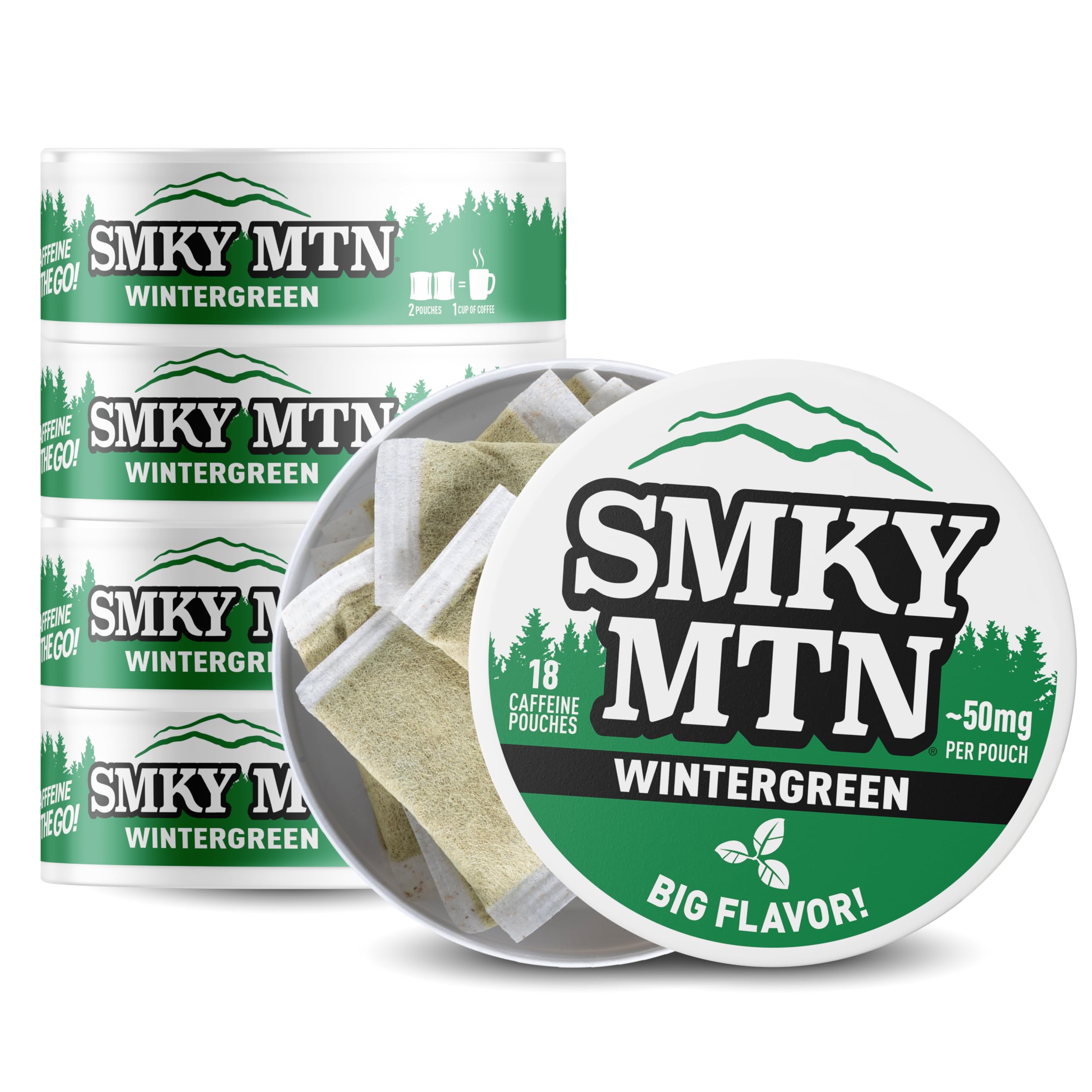 SMOKEY MOUNTAIN lata frontal wintergreen mostrando diseño y beneficios