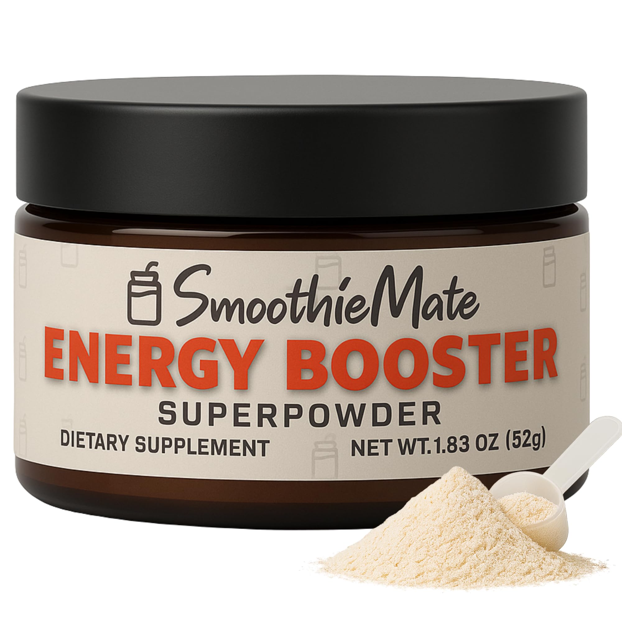 Smoothie Mate envase frontal mostrando porciones y cero azúcar