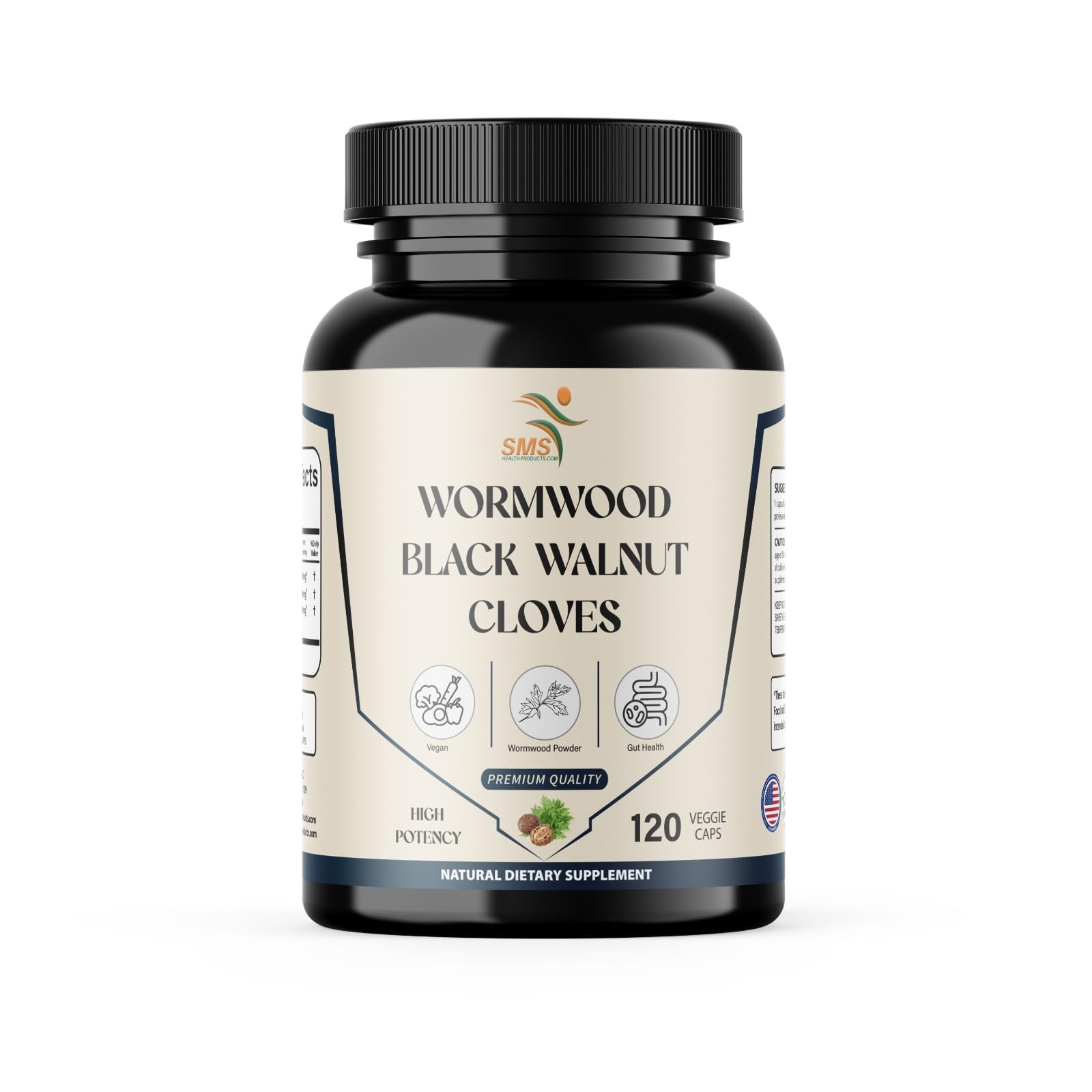 SMSHEALTHPRODUCTS.com envase frontal mostrando ingredientes y etiquetado limpio