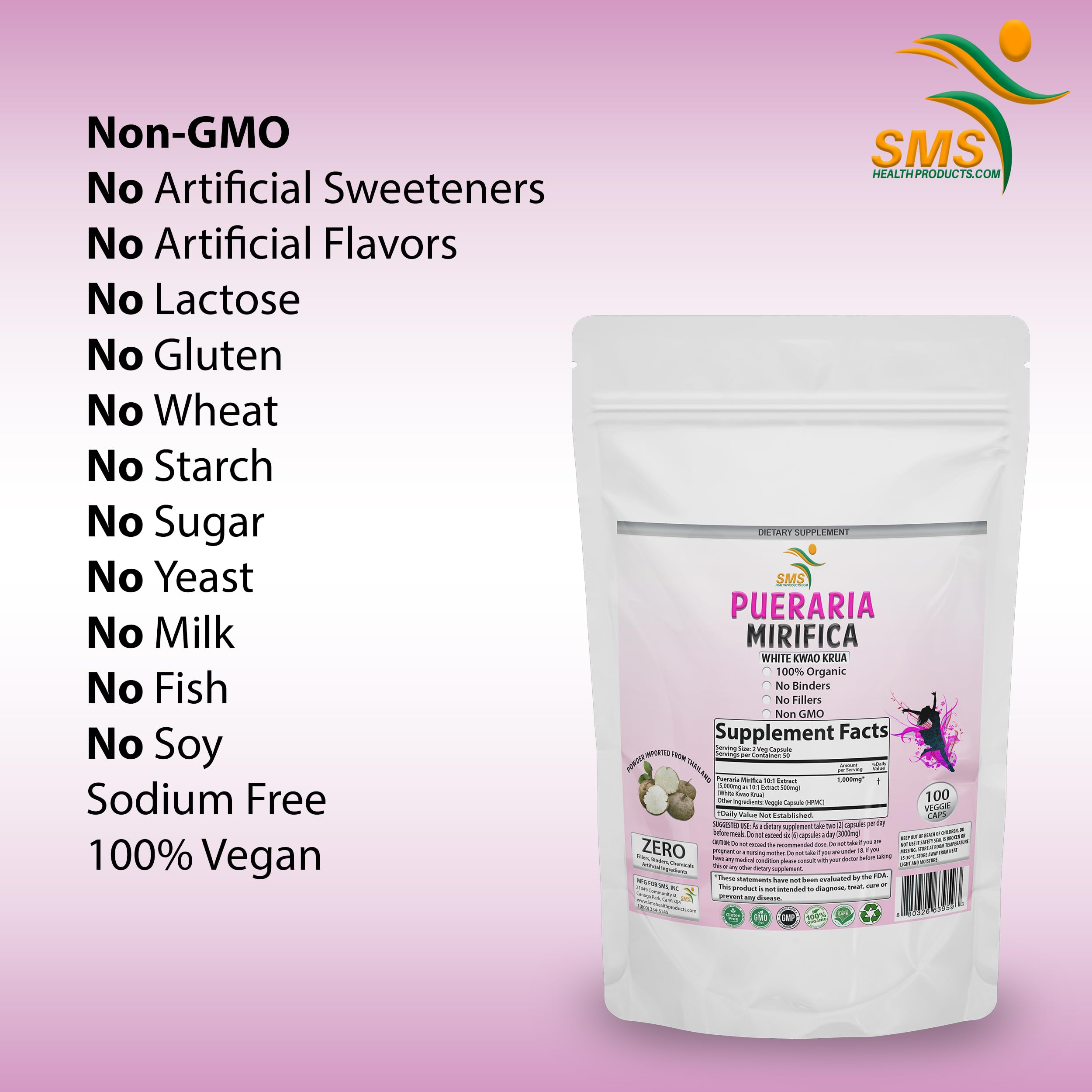 SMSHEALTHPRODUCTS primer plano del polvo extracto que evidencia pureza