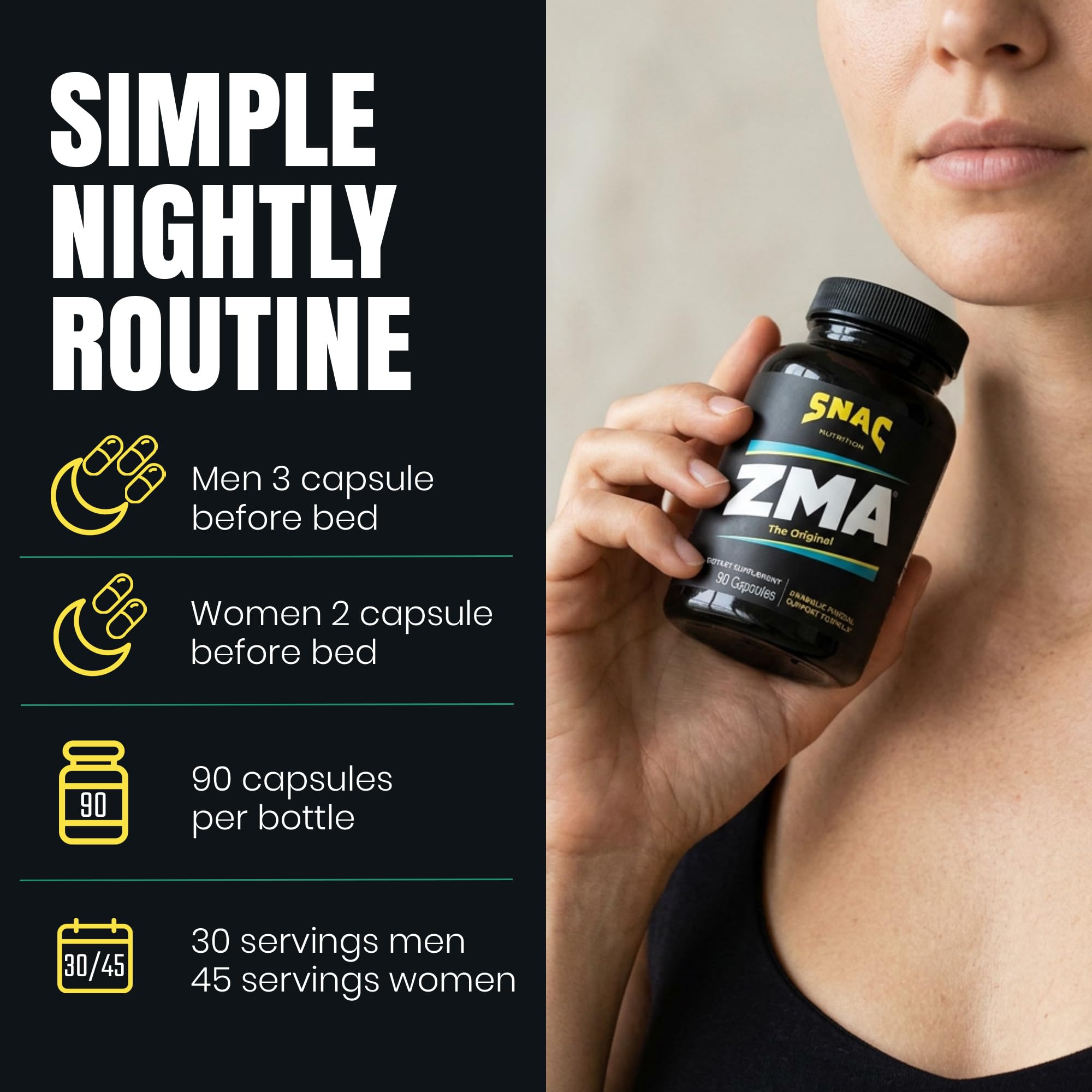 SNAC ZMA etiqueta con zinc magnesio y vitamina B6 información clara