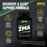 SNAC suplemento en mesita de noche indicando uso nocturno y descanso reparador