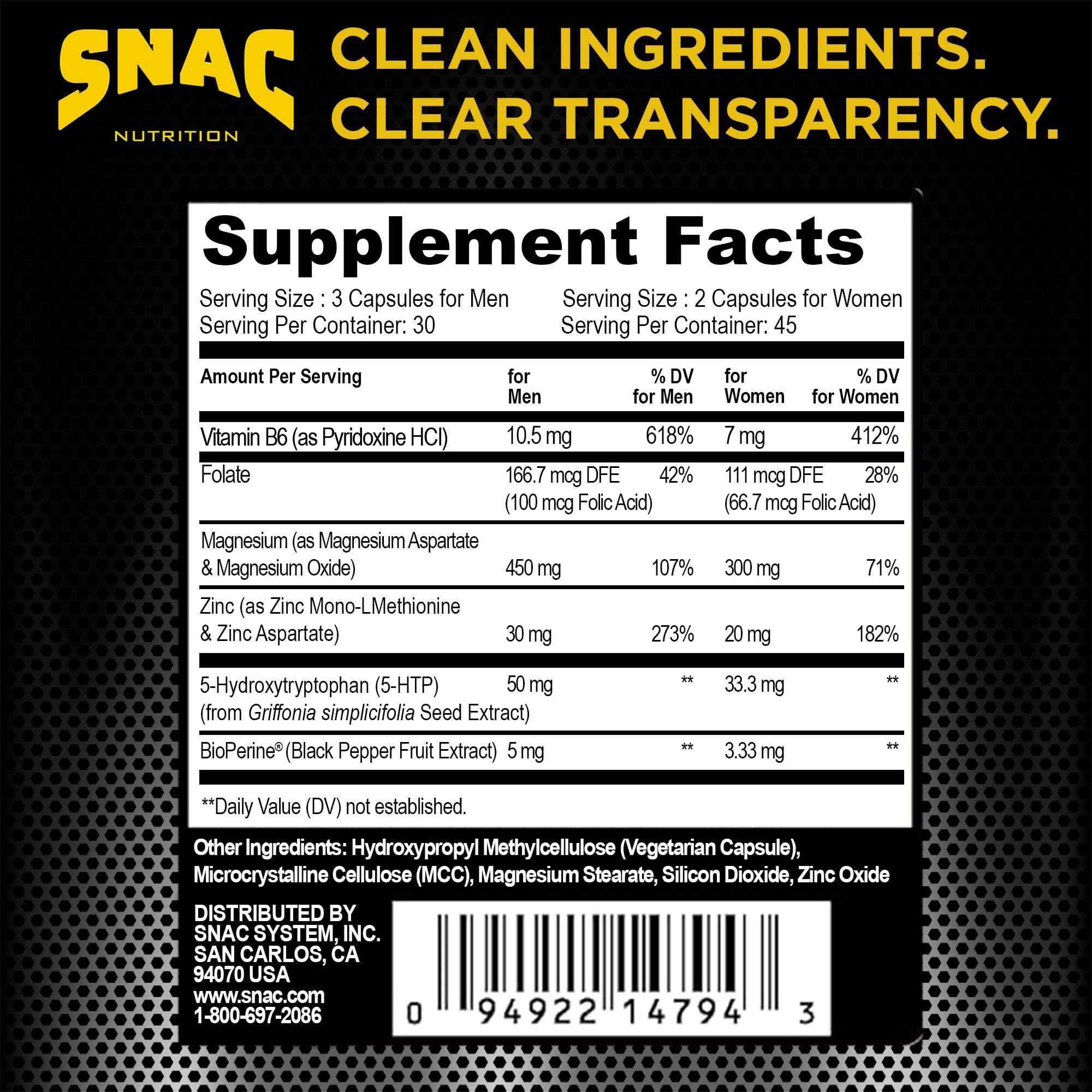 SNAC ZMA-5 cápsulas en primer plano destacando calidad y pureza