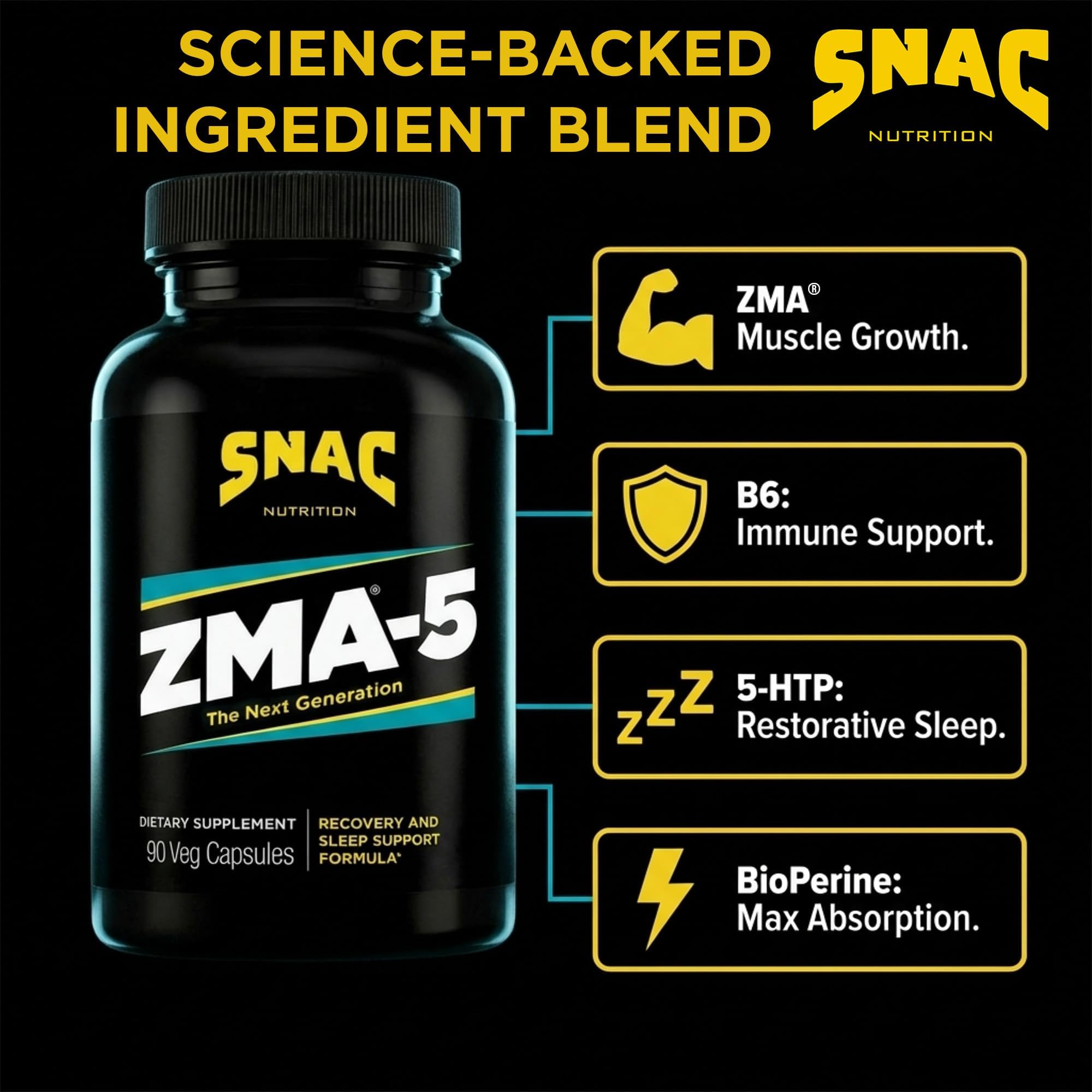 SNAC ZMA-5 frasco en mano para comparar tamaño y facilidad de uso