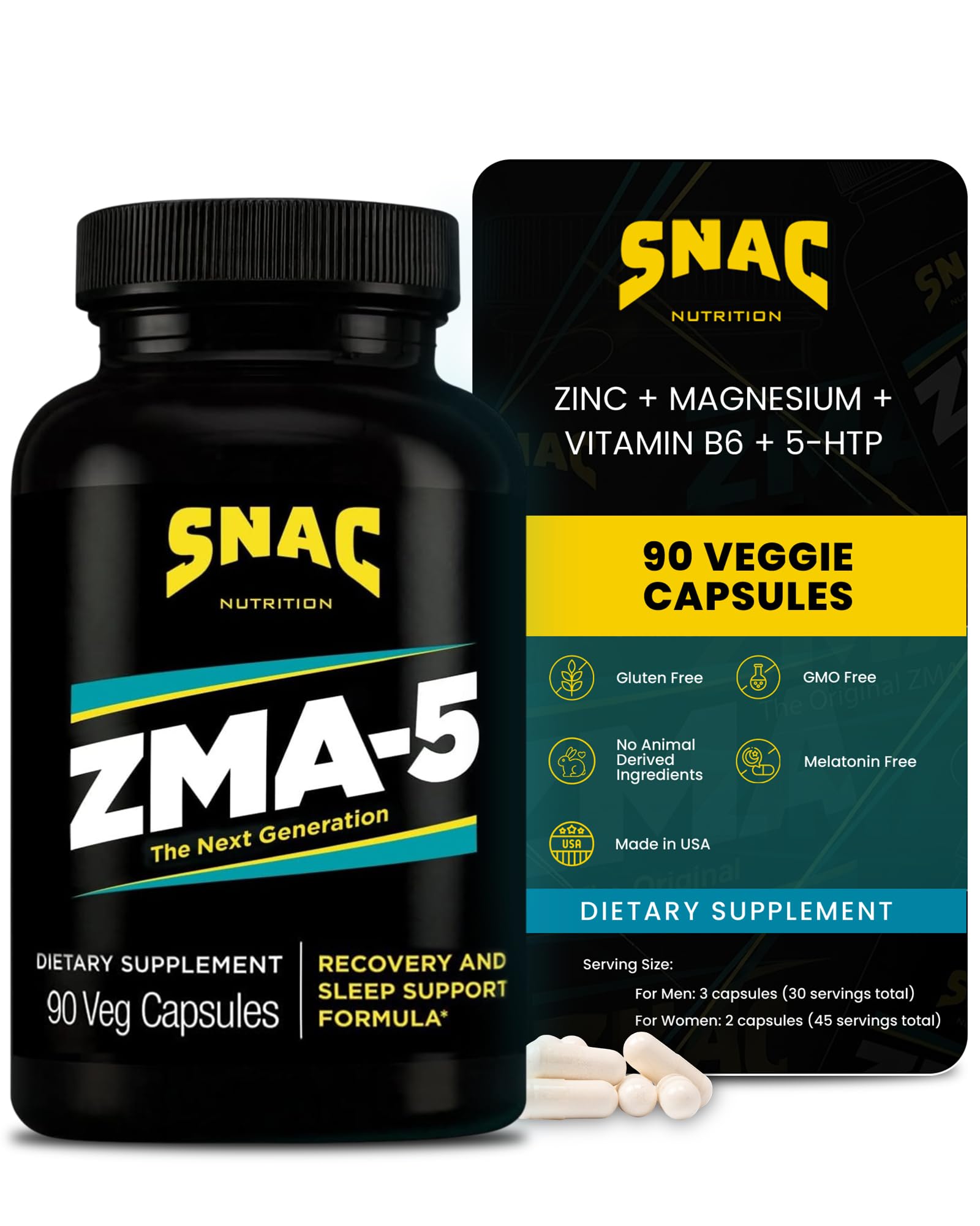SNAC ZMA-5 frente del empaque mostrando diseño y beneficios