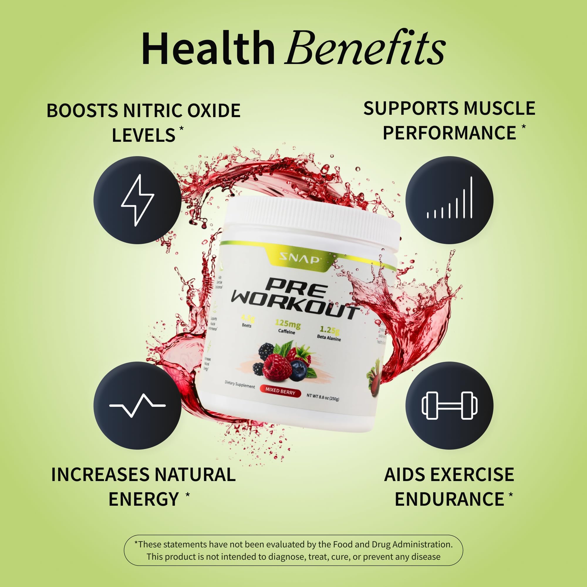 Snap Supplements cucharada con porción mostrando cantidad por servicio