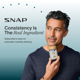 Snap Supplements botella abierta con cápsulas organizadas para un ciclo