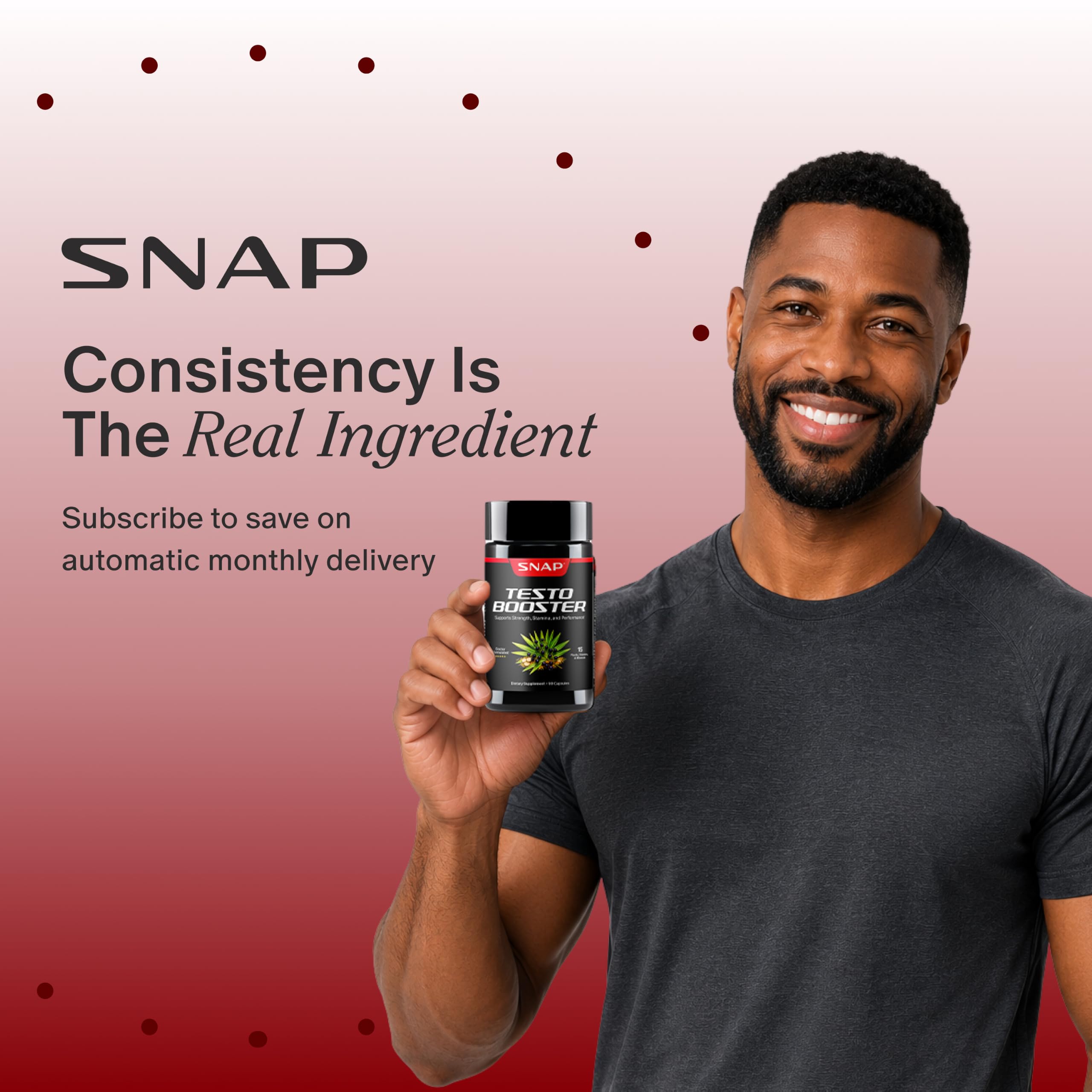 Snap Supplements cápsulas en platillo destacando concentración por servicio