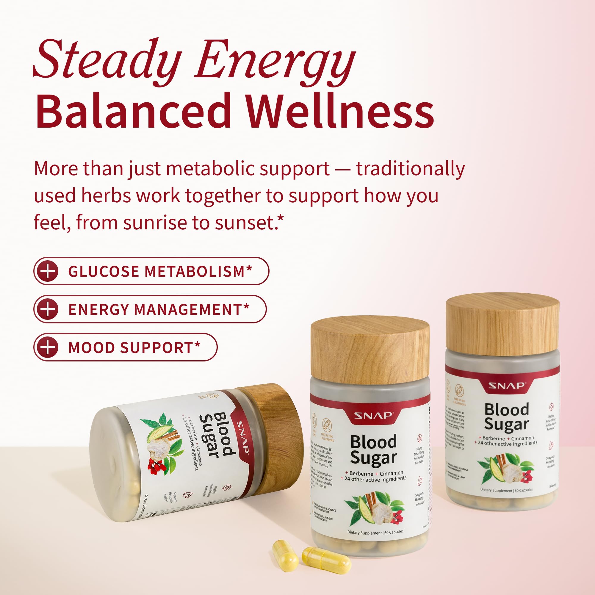 Snap Supplements persona tomando cápsulas con comida para conveniencia diaria
