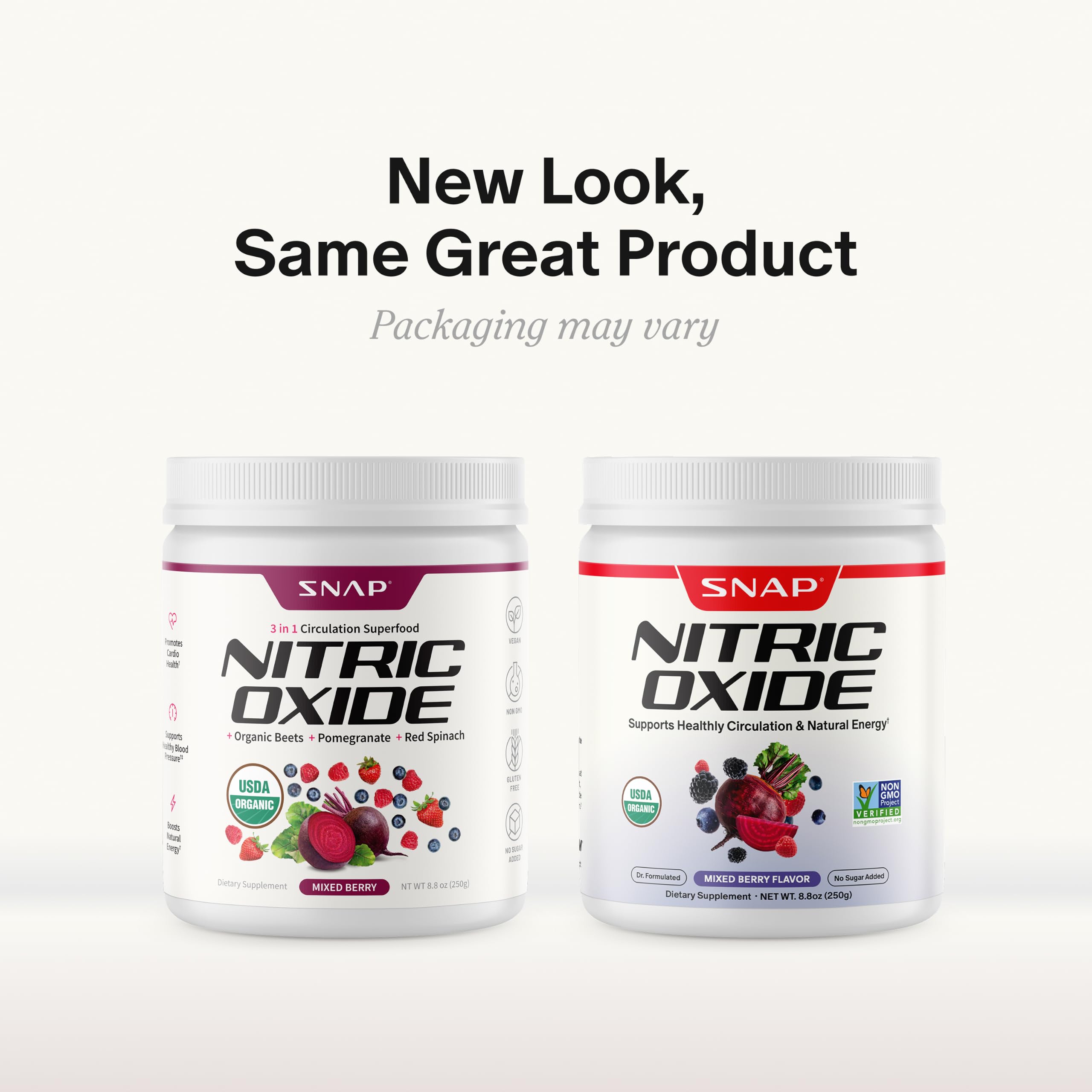 Snap Supplements comparación de tamaño del envase y porciones