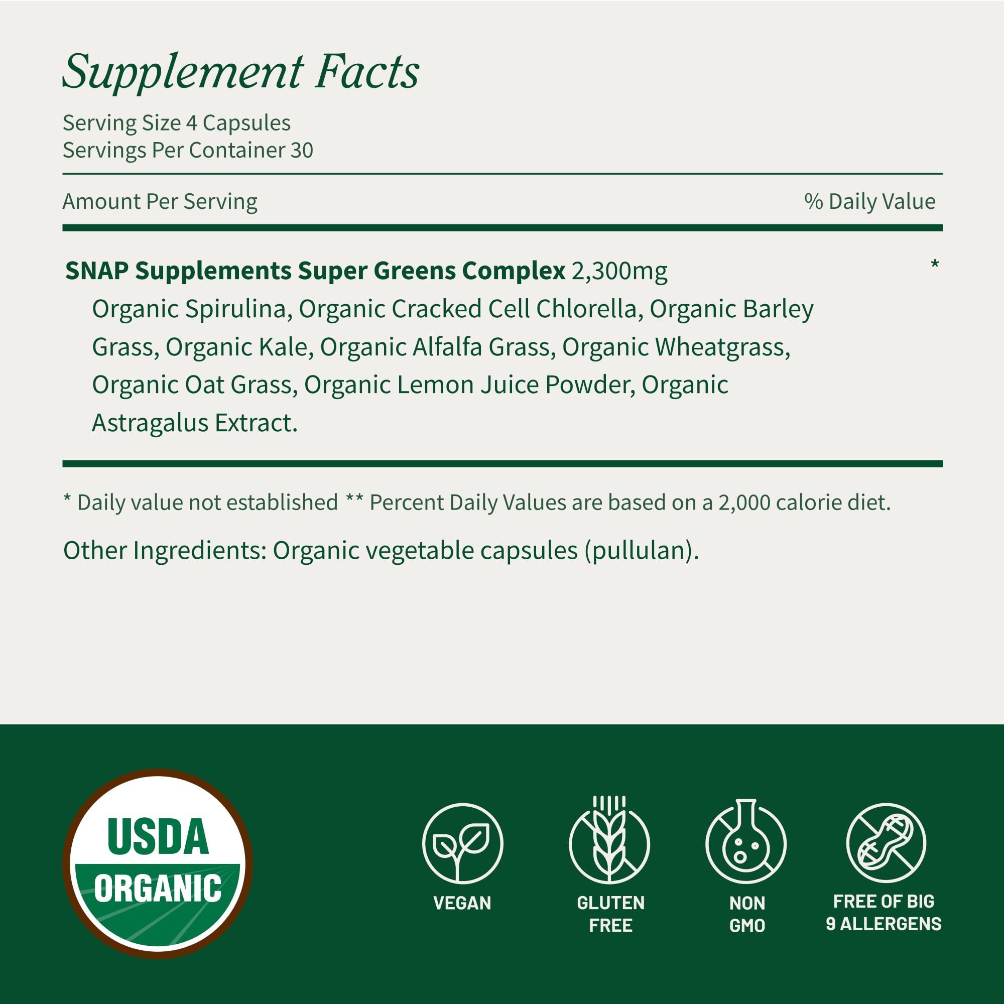 Snap Supplements etiqueta nutricional legible que garantiza transparencia