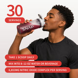 Snap Supplements etiqueta nutricional resaltando vitaminas y nitratos