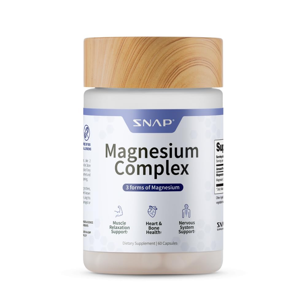 Snap Supplements frasco frontal mostrando diseño y cantidad, beneficios de conveniencia