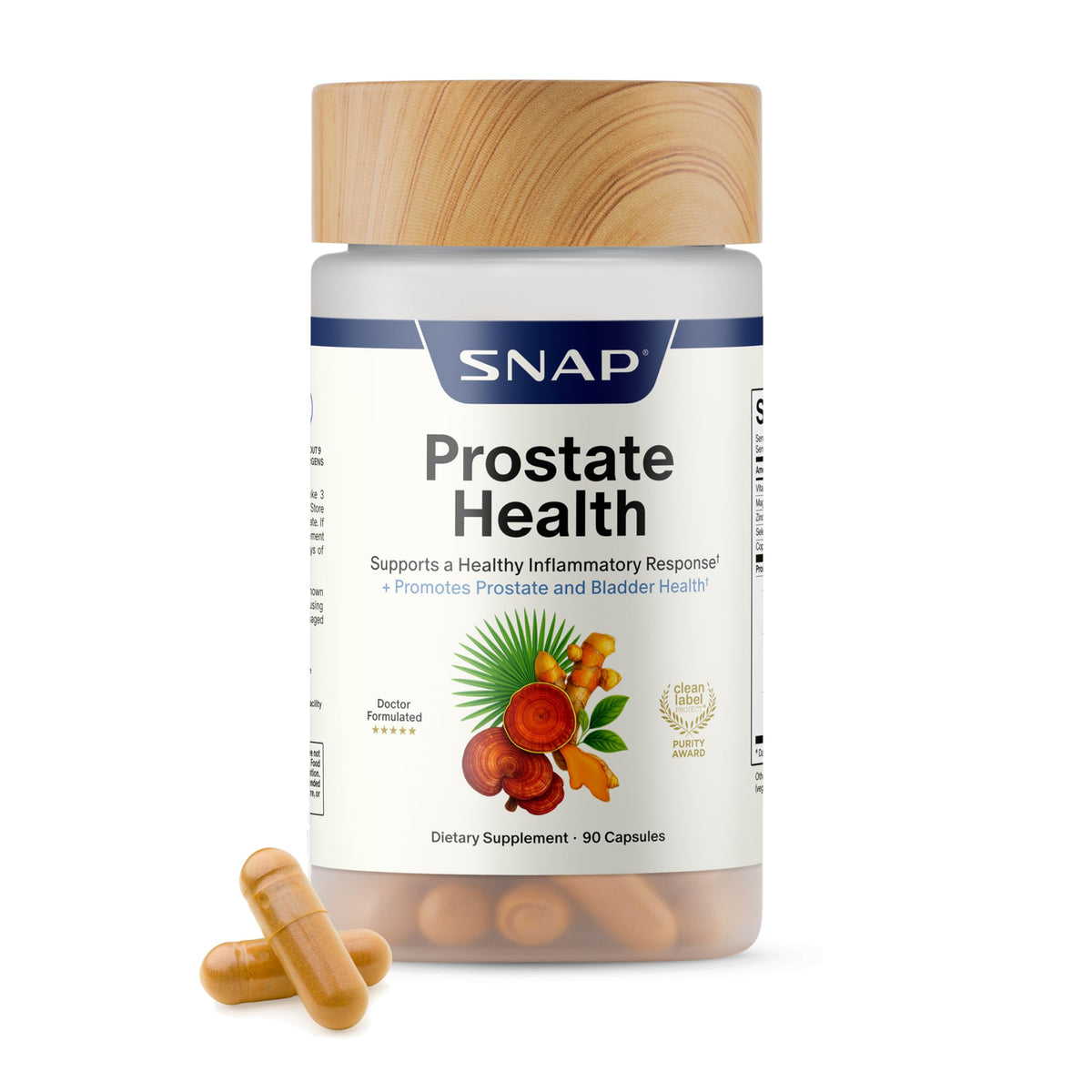 Snap Supplements frente del envase mostrando diseño y beneficio de conveniencia