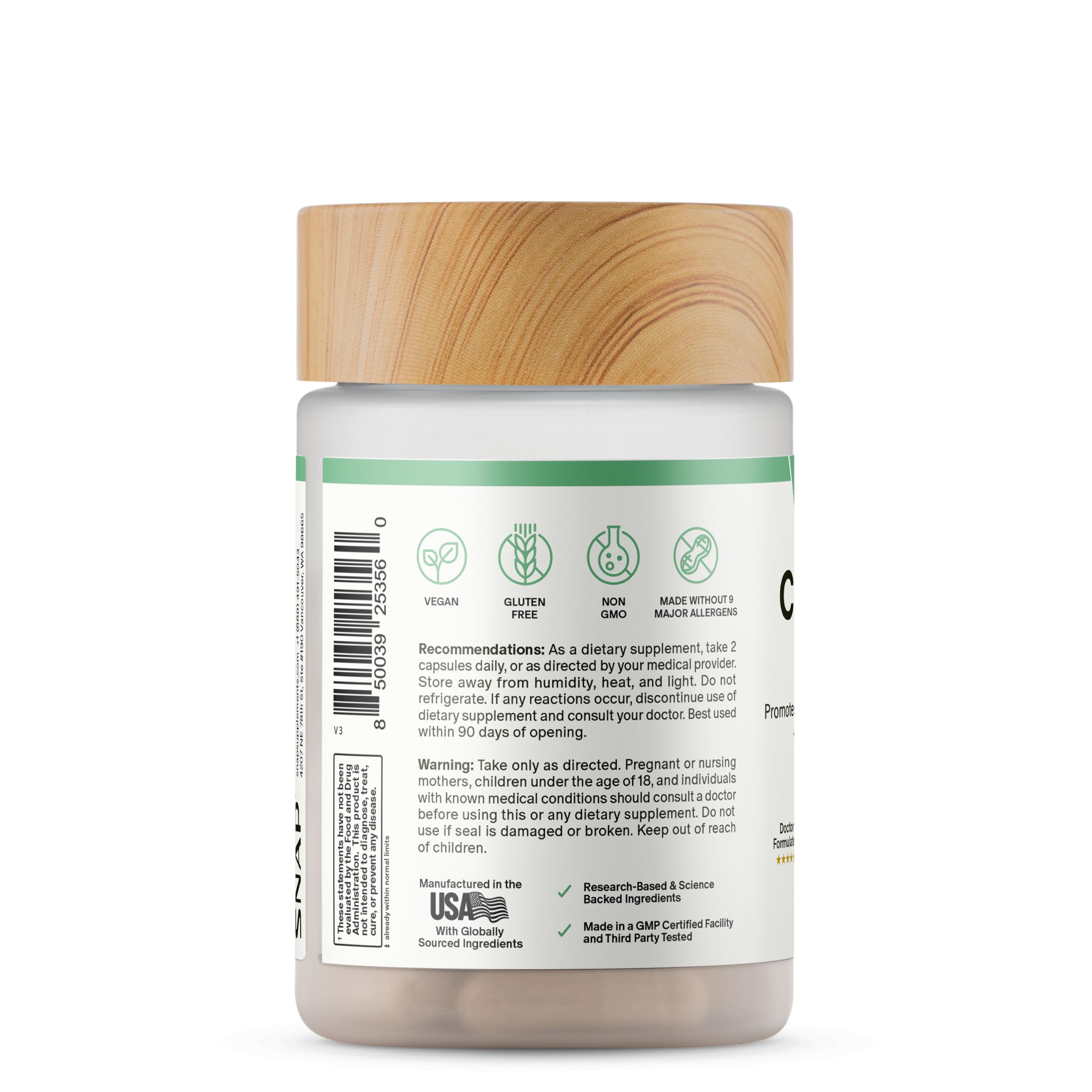 Snap Supplements sello GMP certifica fabricación segura y confiable