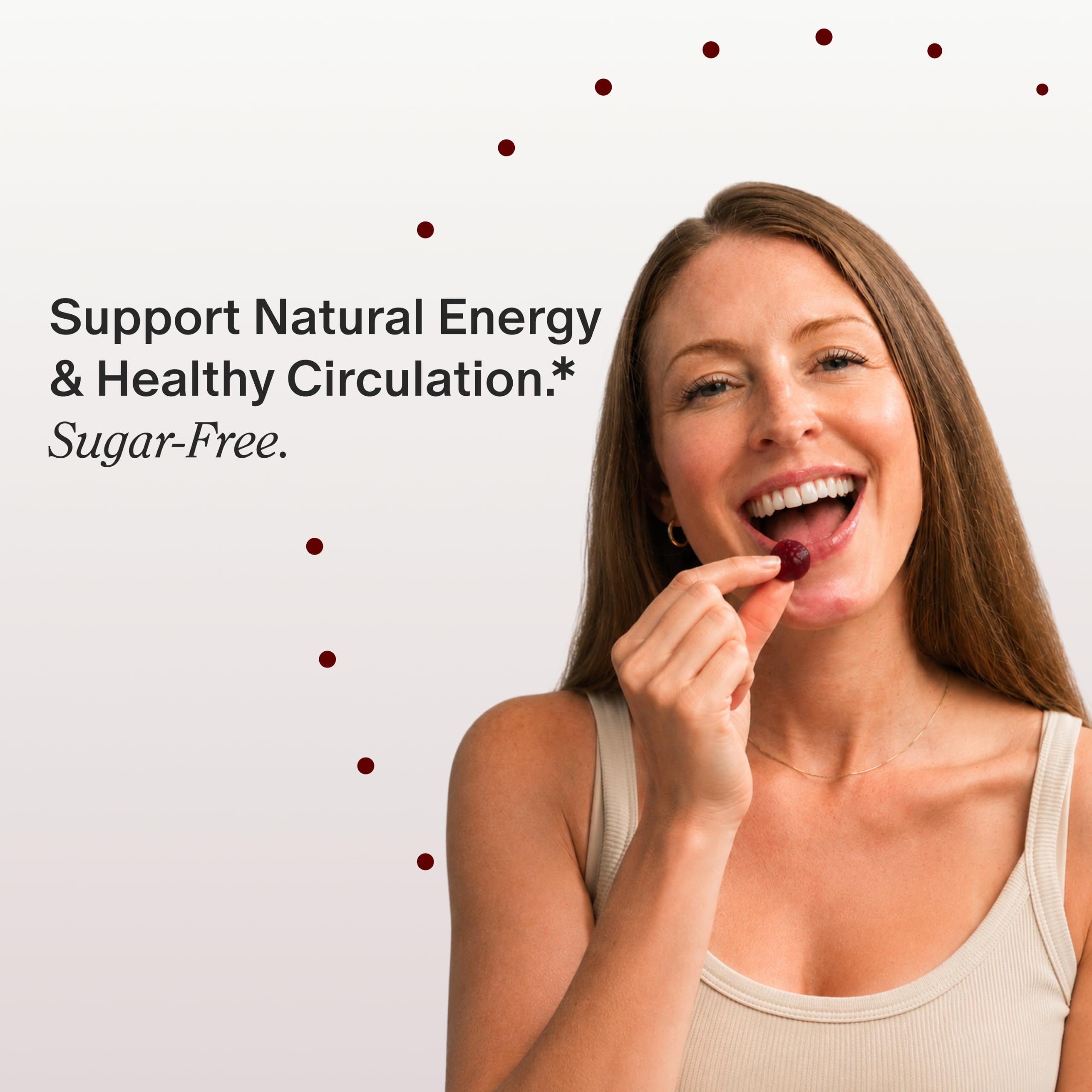 Snap Supplements primer plano de gominola, textura masticable y apetecible