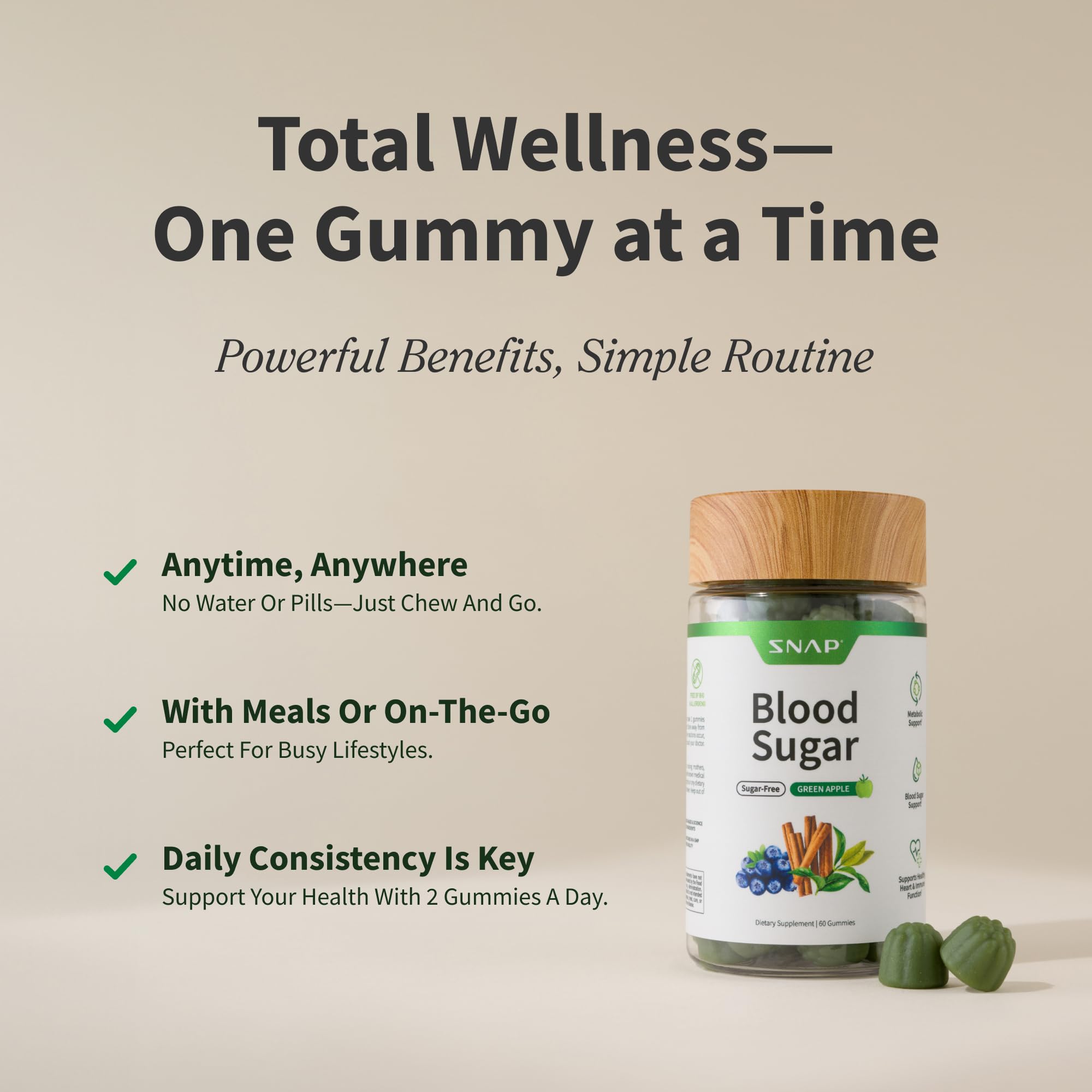 Snap Supplements gomitas en mano para fácil consumo y conveniencia