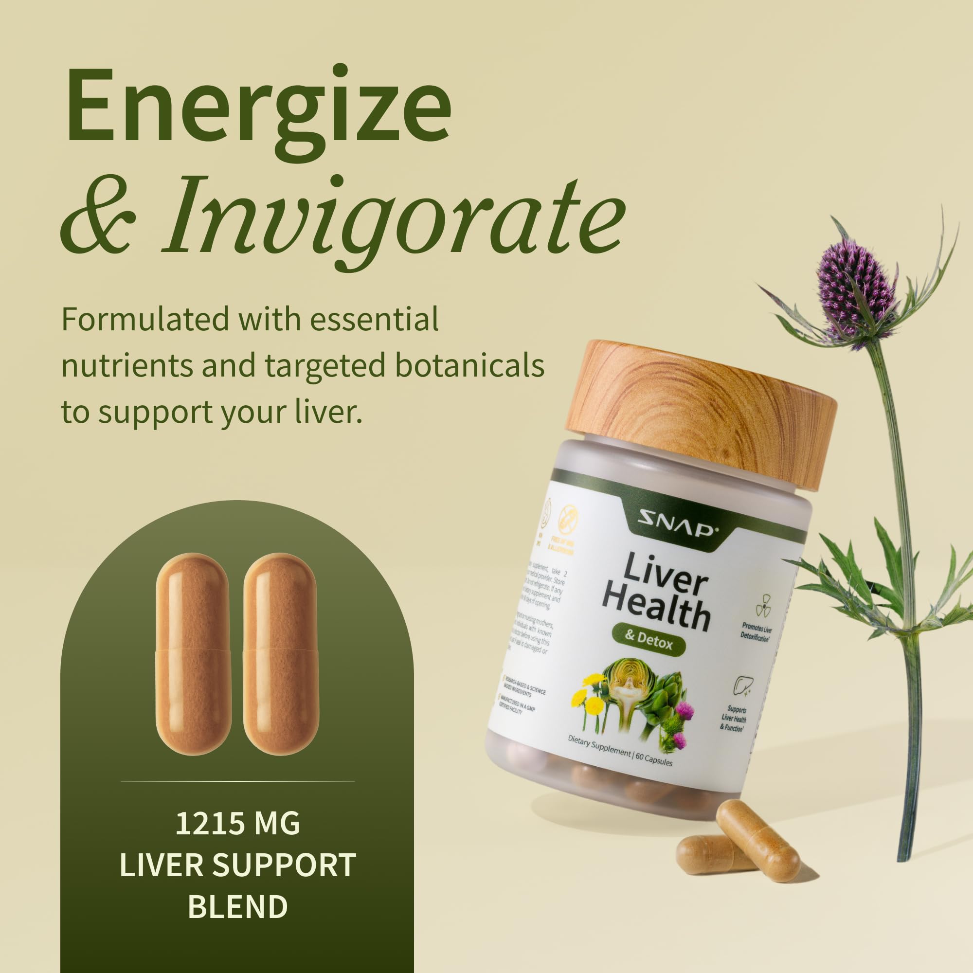 Snap Supplements Liver Health detalle de etiqueta y beneficio antioxidante