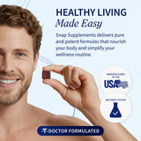 Snap Supplements masticables sobre mesa, destaca sabor y presentación