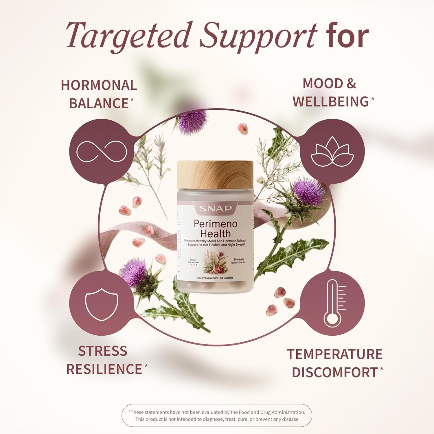 snap supplements conjunto de botanicos utilizados en la fórmula mostrando origen natural