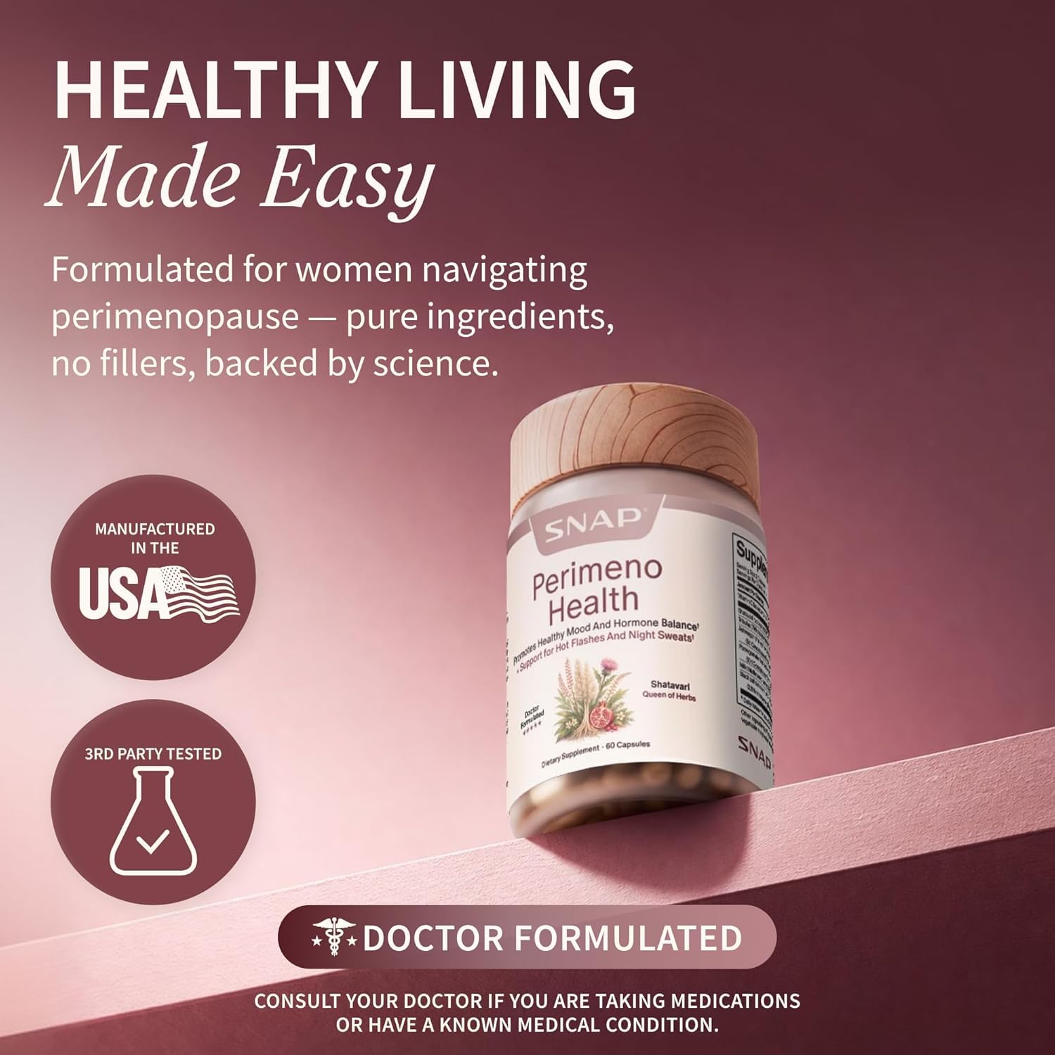 snap supplements frasco sobre mesa de desayuno para integrar en rutina diaria