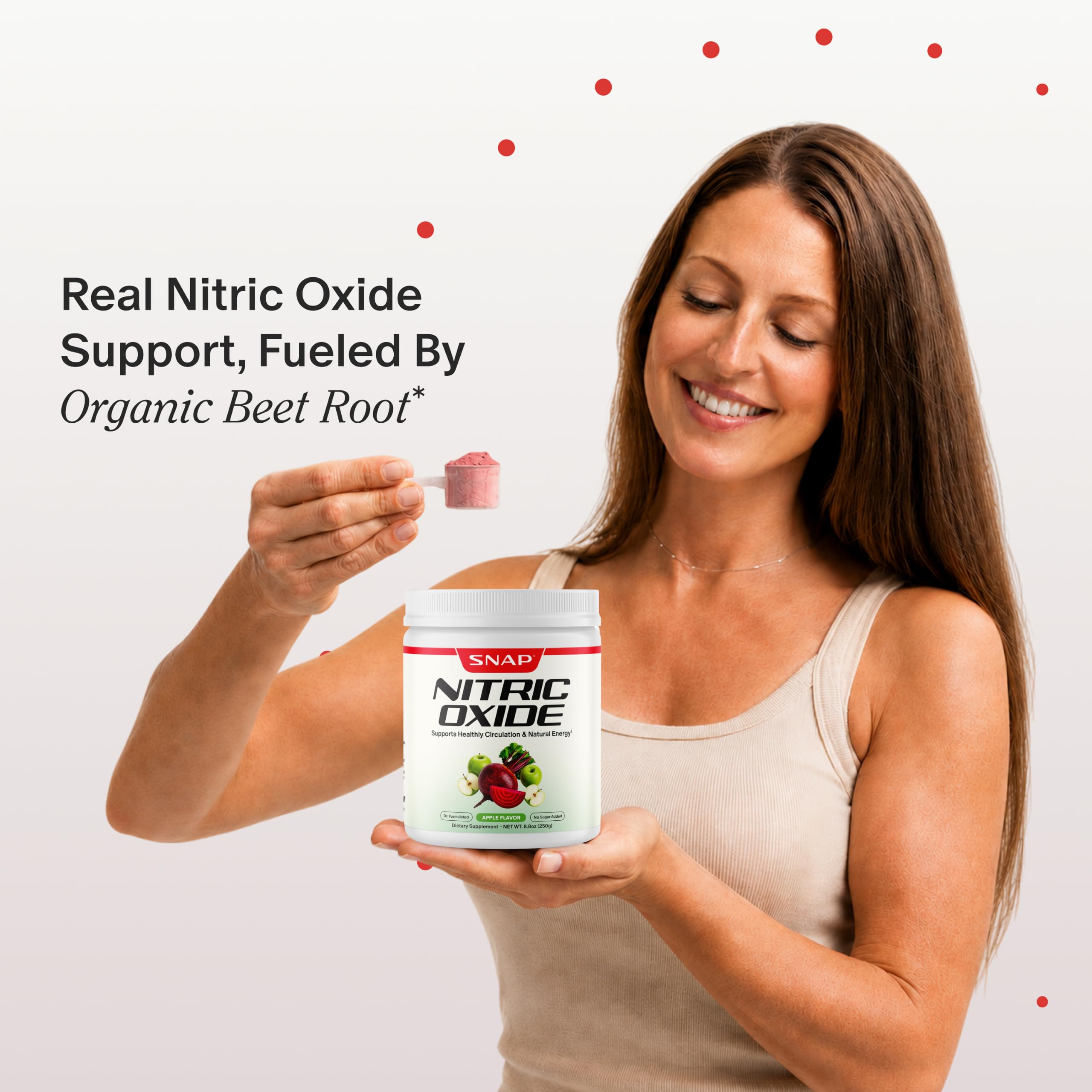 Snap Supplements textura en polvo cercana que destaca disolución fácil