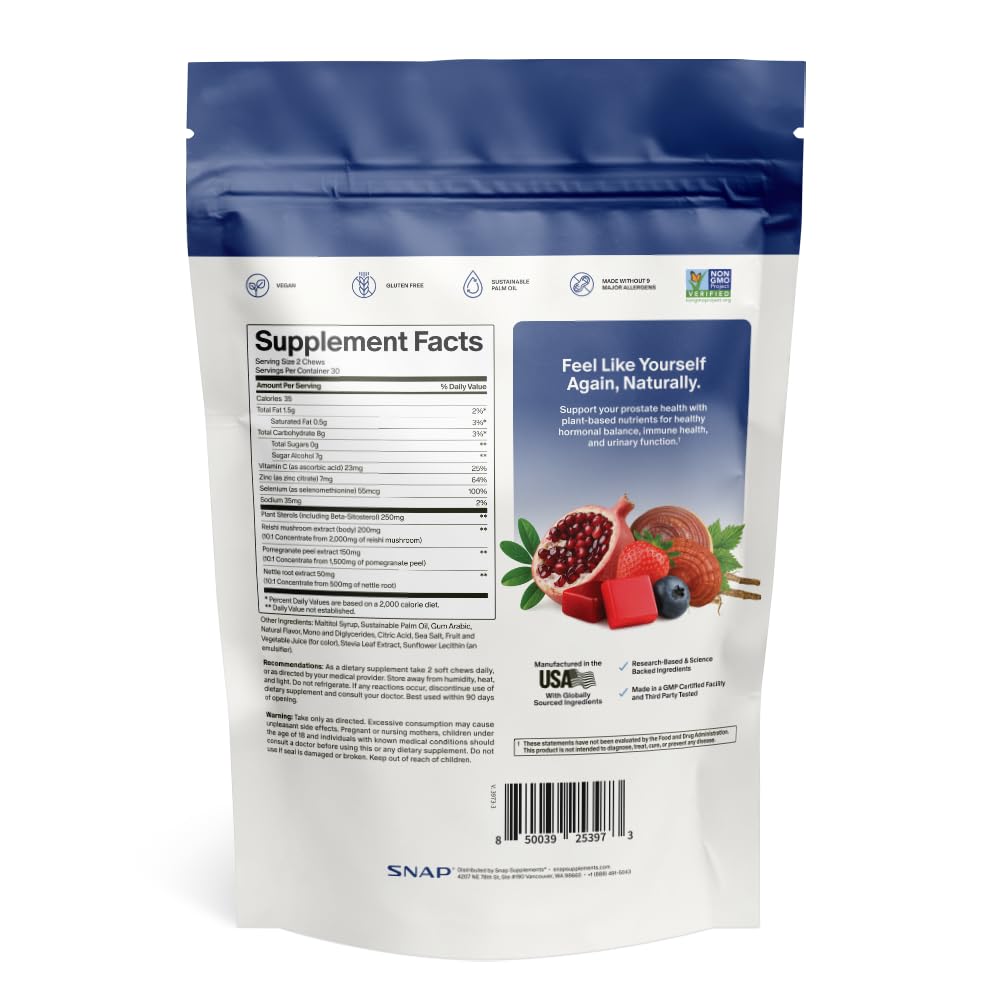 Snap Supplements masticables y granada fresca mostrando sabor a frutos