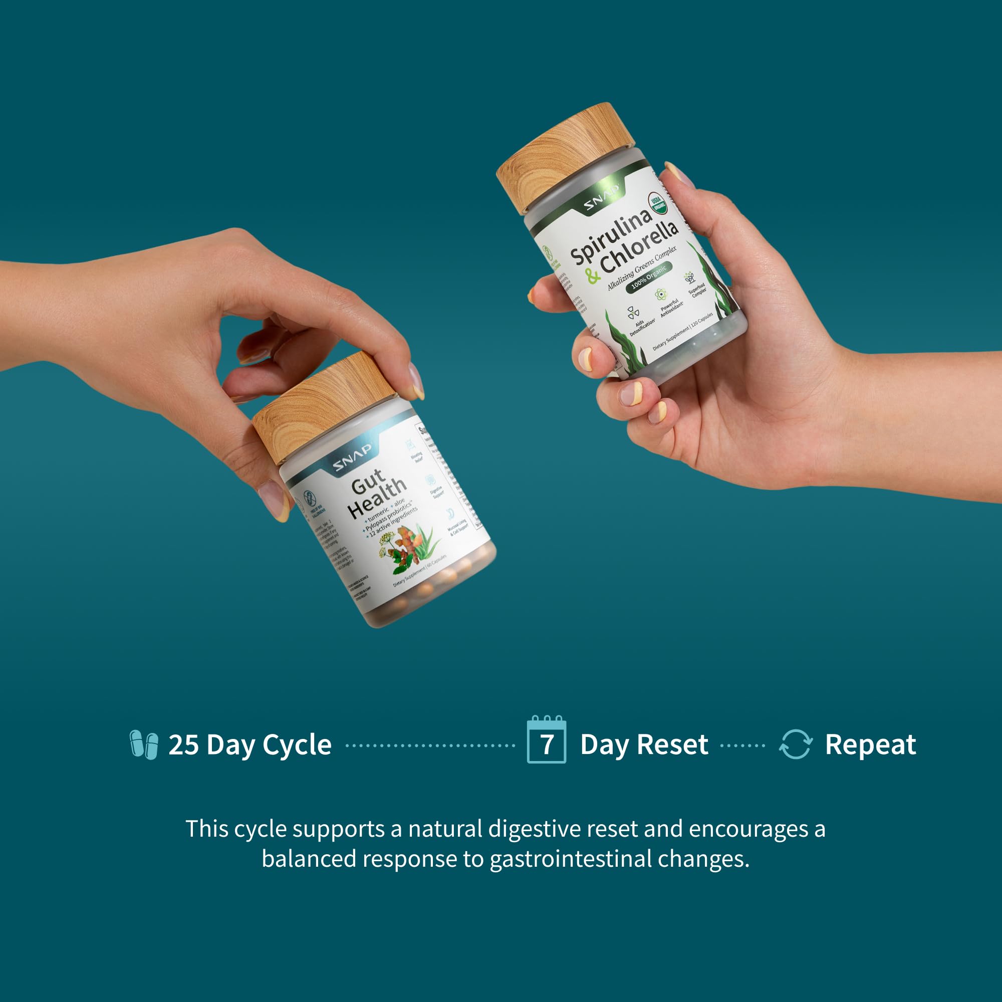 Snap Supplements spirulina chlorella polvo textura rica en nutrientes vegetales