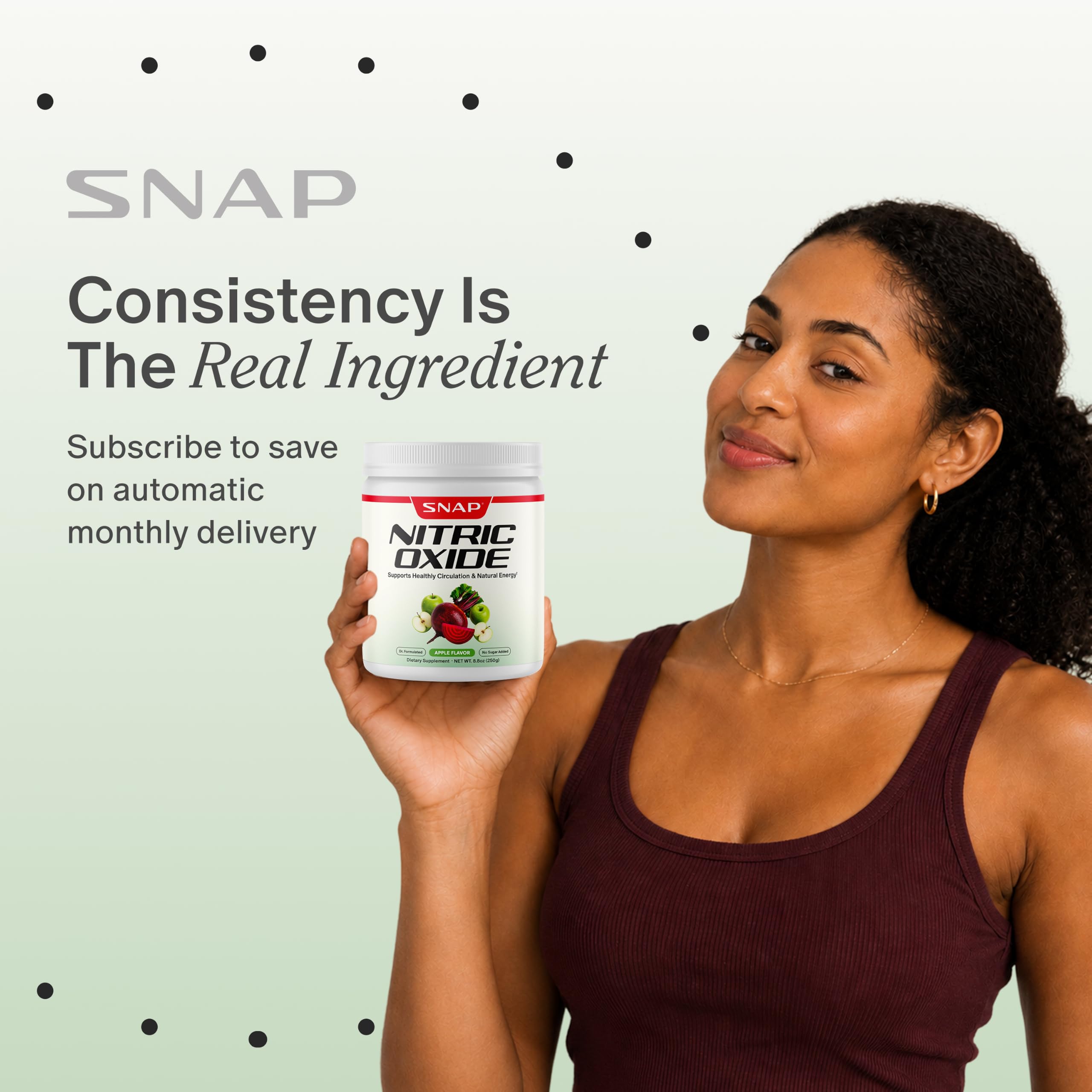 Snap Supplements comparación de tamaño del envase para escala práctica
