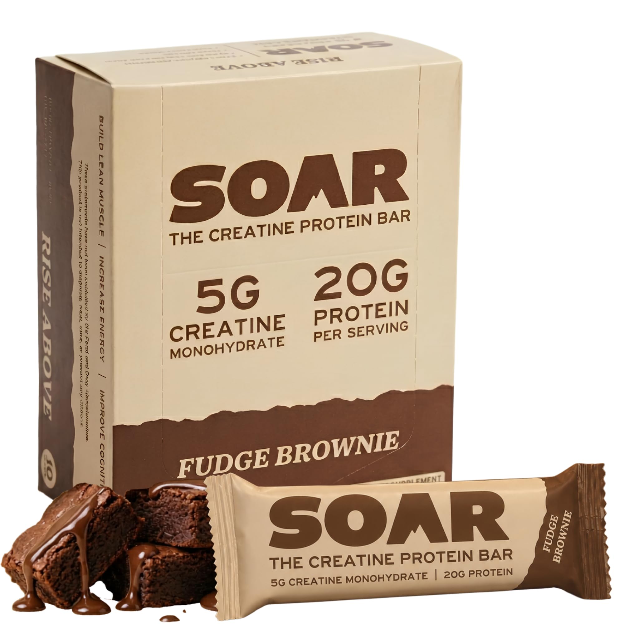 SOAR envase frontal mostrando barras y beneficios de conveniencia