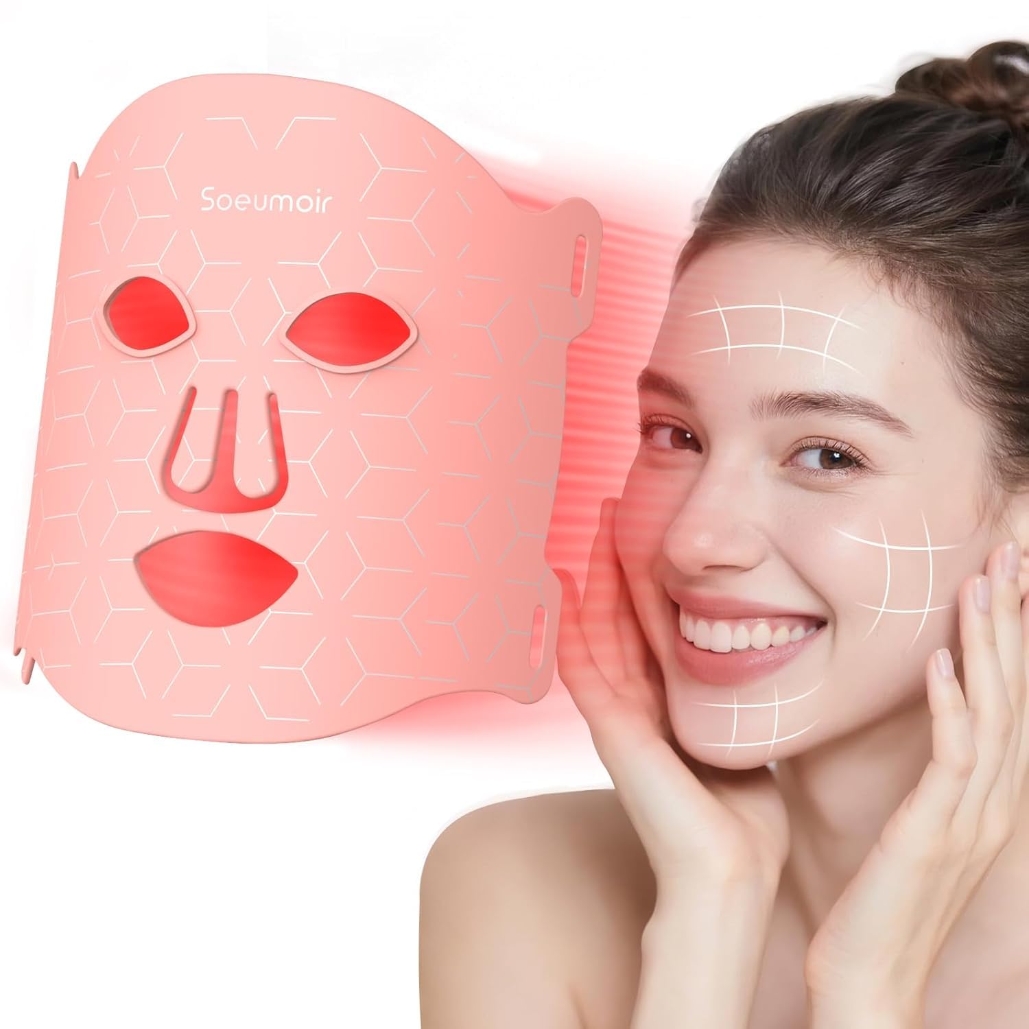 Soeumoir máscara frontal mostrando cobertura facial y diseño cómodo