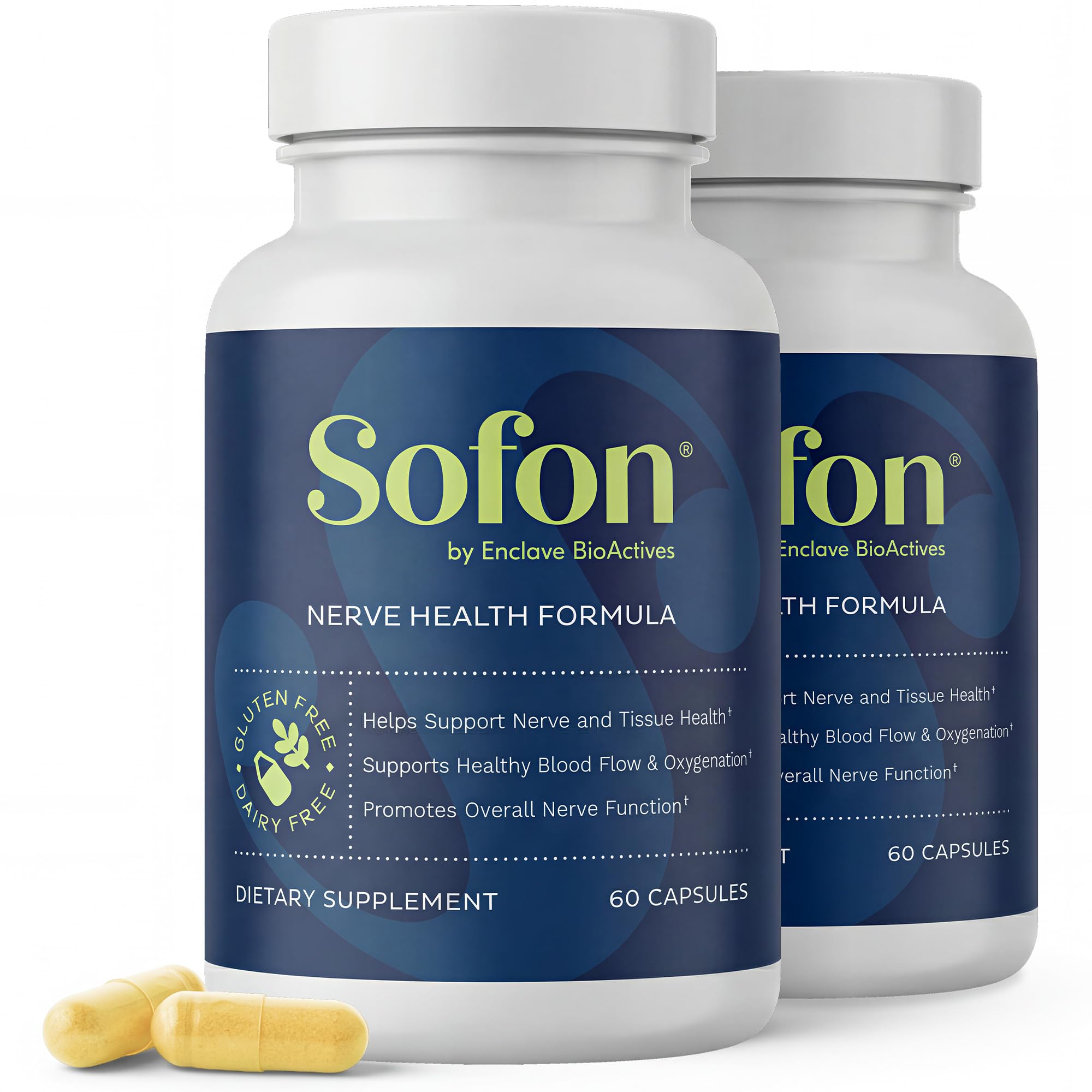 Sofon frontal del envase mostrando mezcla de nutrientes para soporte nervioso
