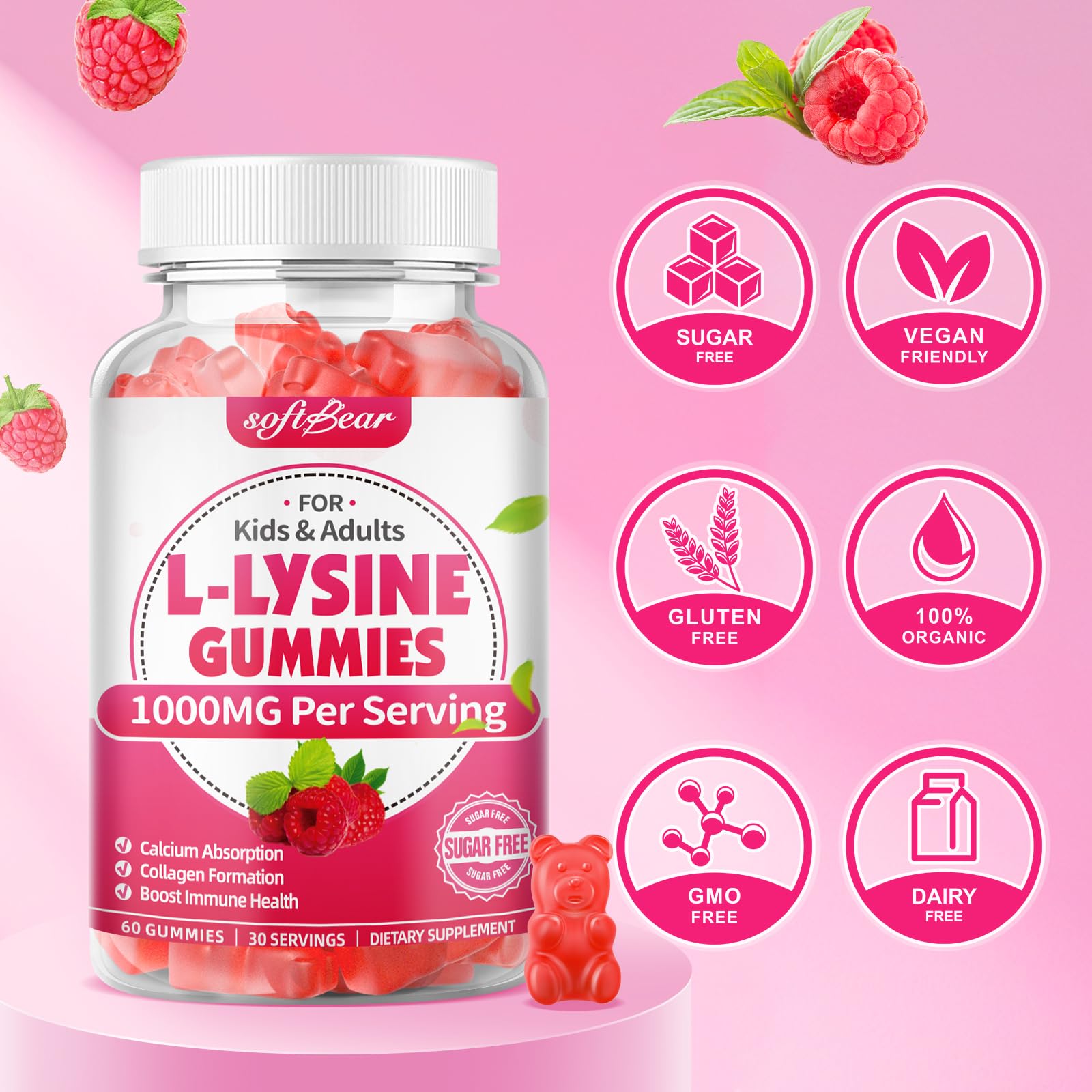 softbear etiqueta nutricional legible destacando 1000 mg