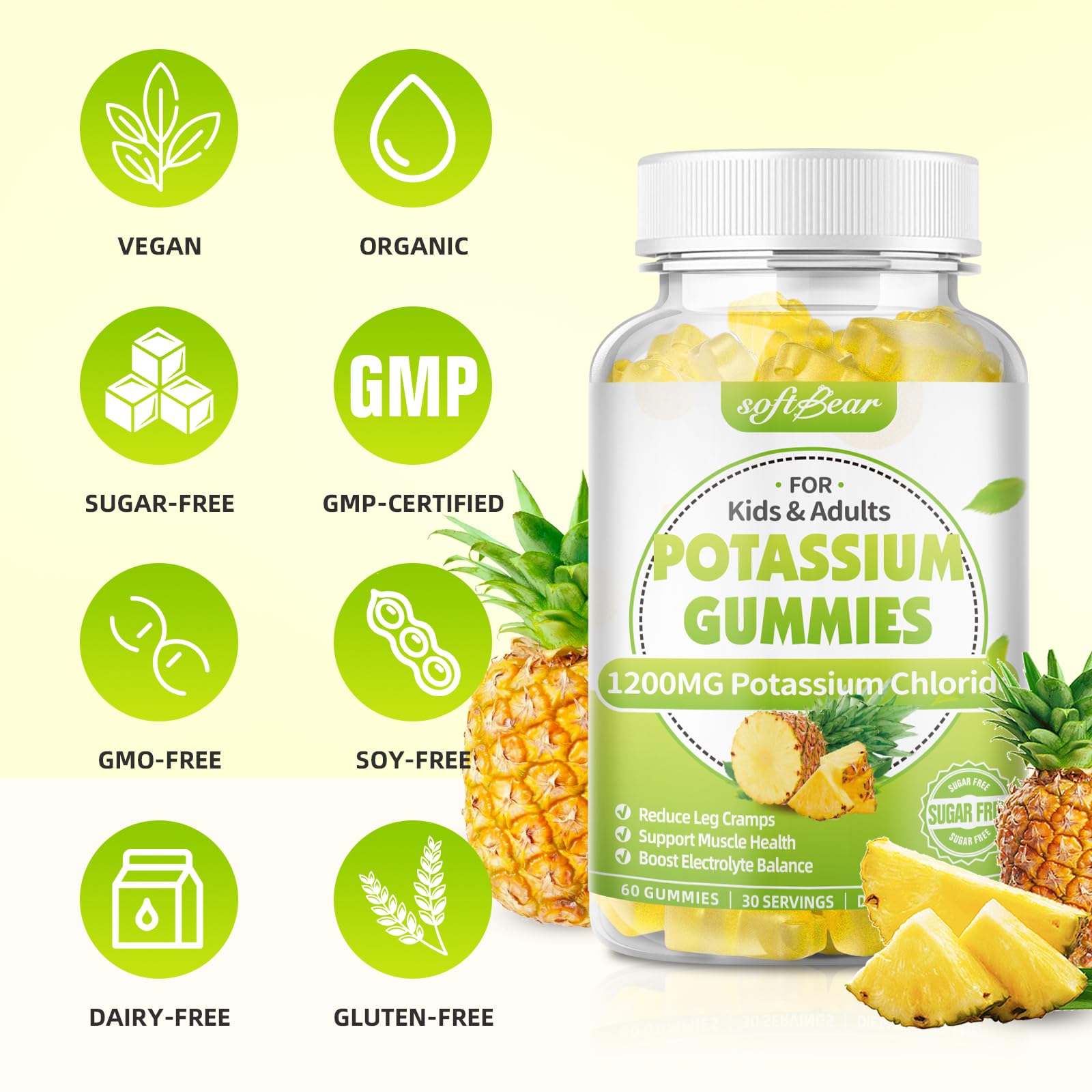 softbear gominolas colocadas junto a rodajas de piña, realza el sabor natural