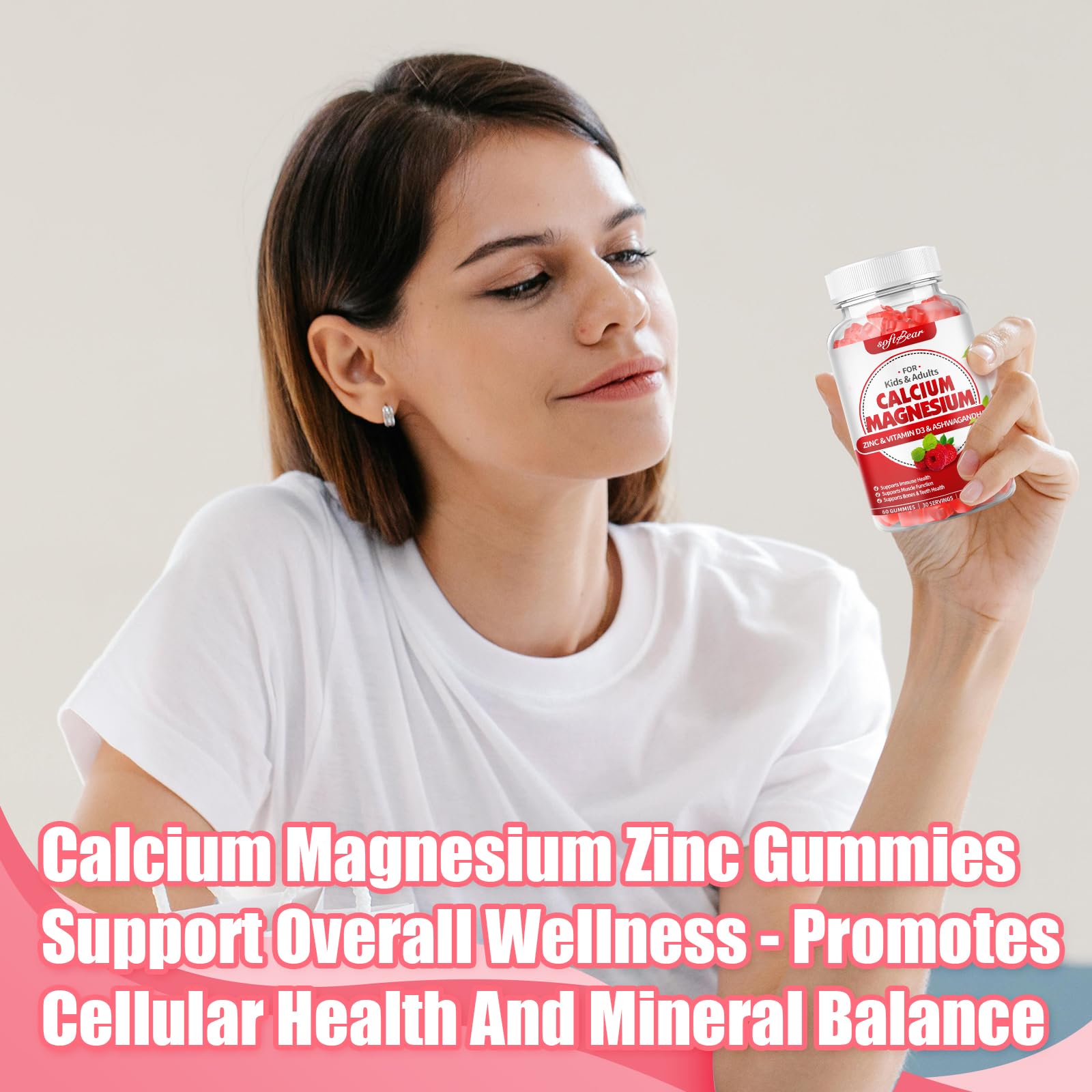 softbear ingredientes destacados como calcio magnesio zinc visibles