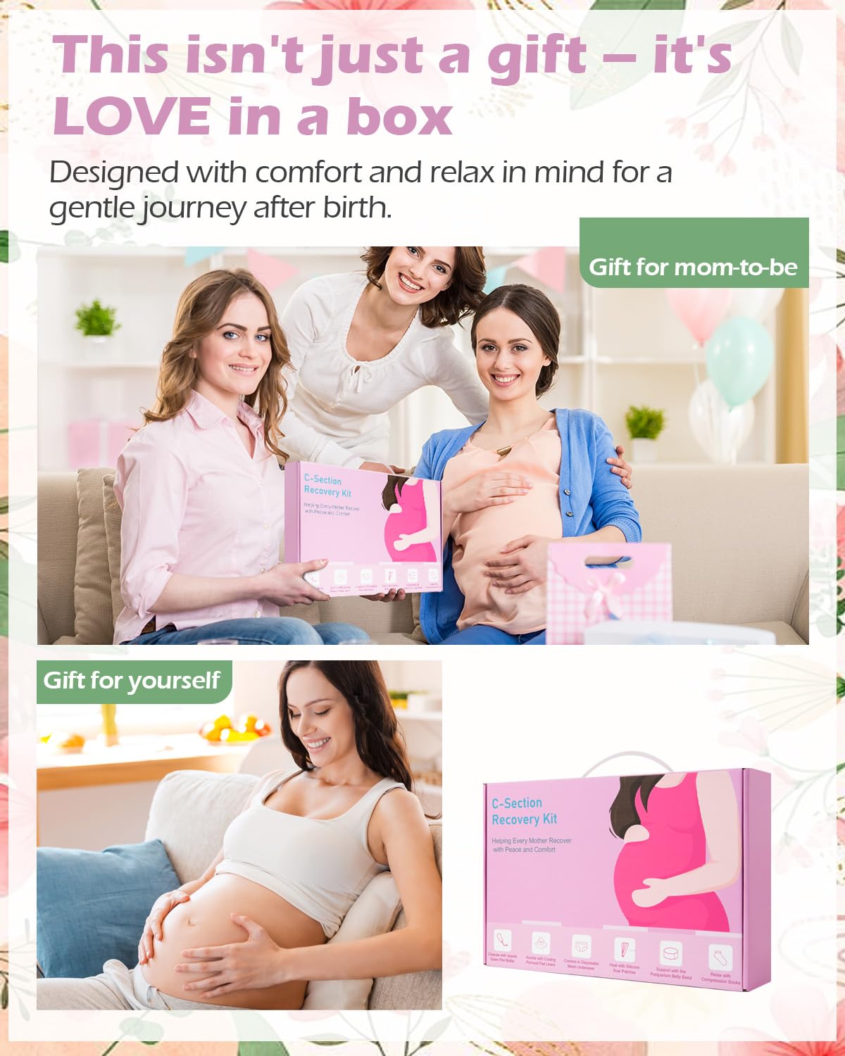 SOFTCA madre usando el kit en un entorno postparto cómodo