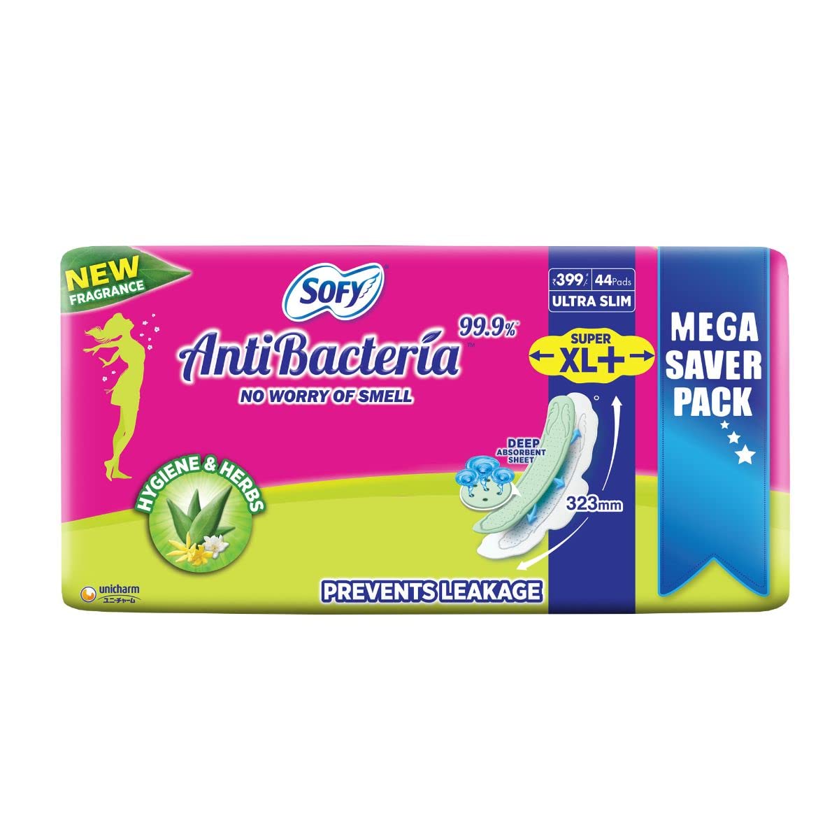 Sofy empaque frontal mostrando 44 unidades y beneficio de protección